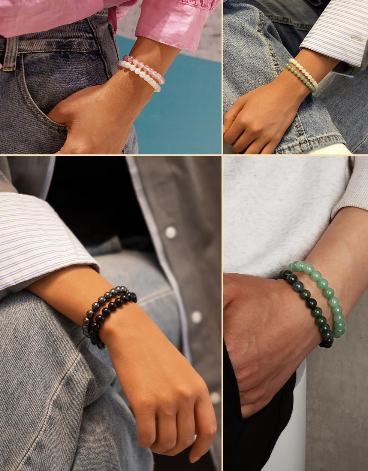 Bracelet en Pierres Naturelles 6 mm pour Femme et Homme, Perles Élastiques de Cristal Thérapeutique
