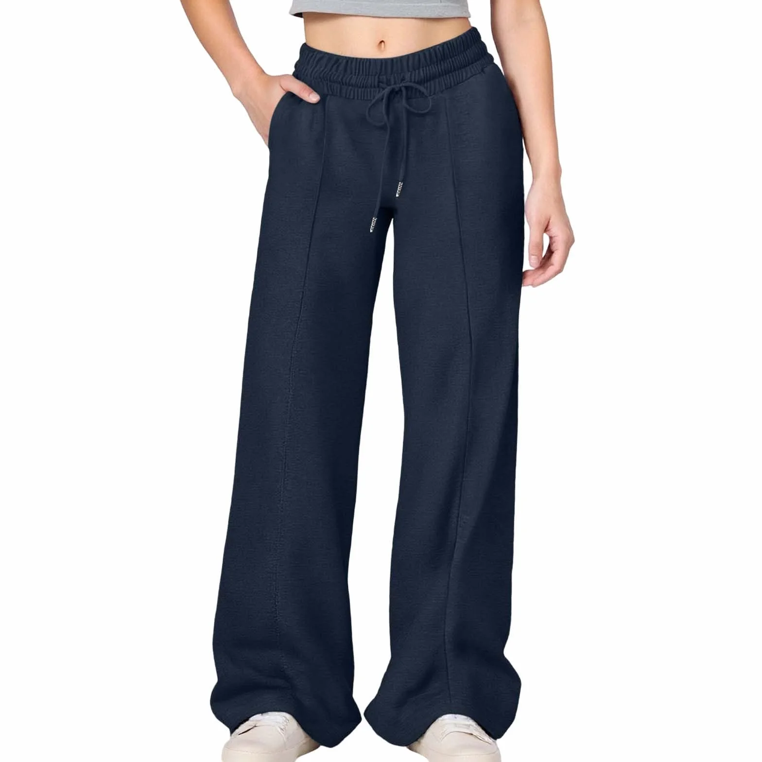 Pantalon Jogging Fille Ado Cordon Serrage Taille Élastique Baggy Unie Confort Léger Sport