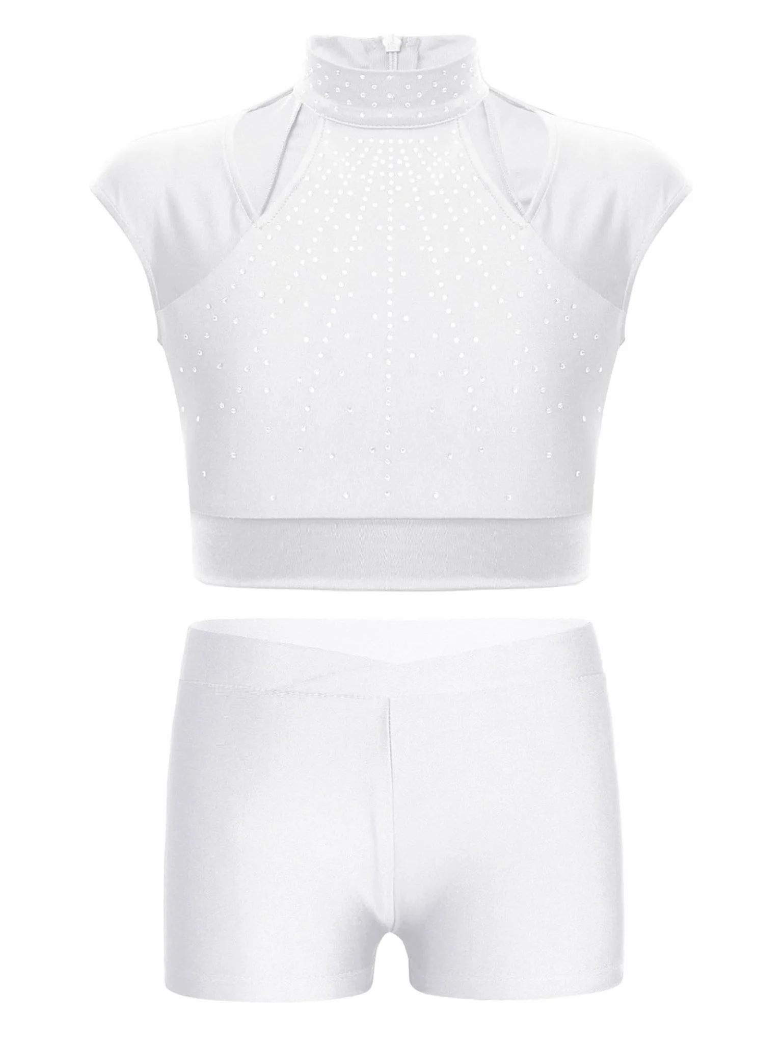 Débardeurs de Danse Athlétique avec Strass Brillant pour Enfants Filles Ensemble Short Actif