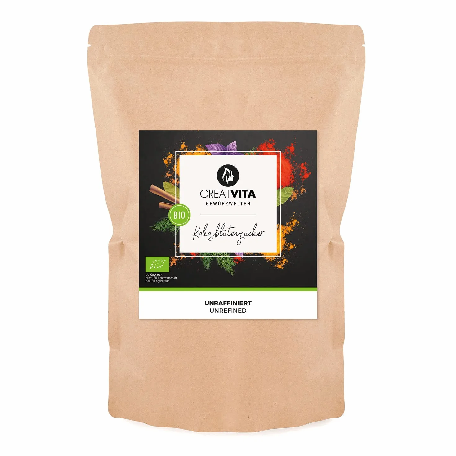 Fleur de coco biologique MeaVita MeaVita, non raffinée, 1 paquet (1 x 1000 g) dans un sac (l'emballage peut varier)