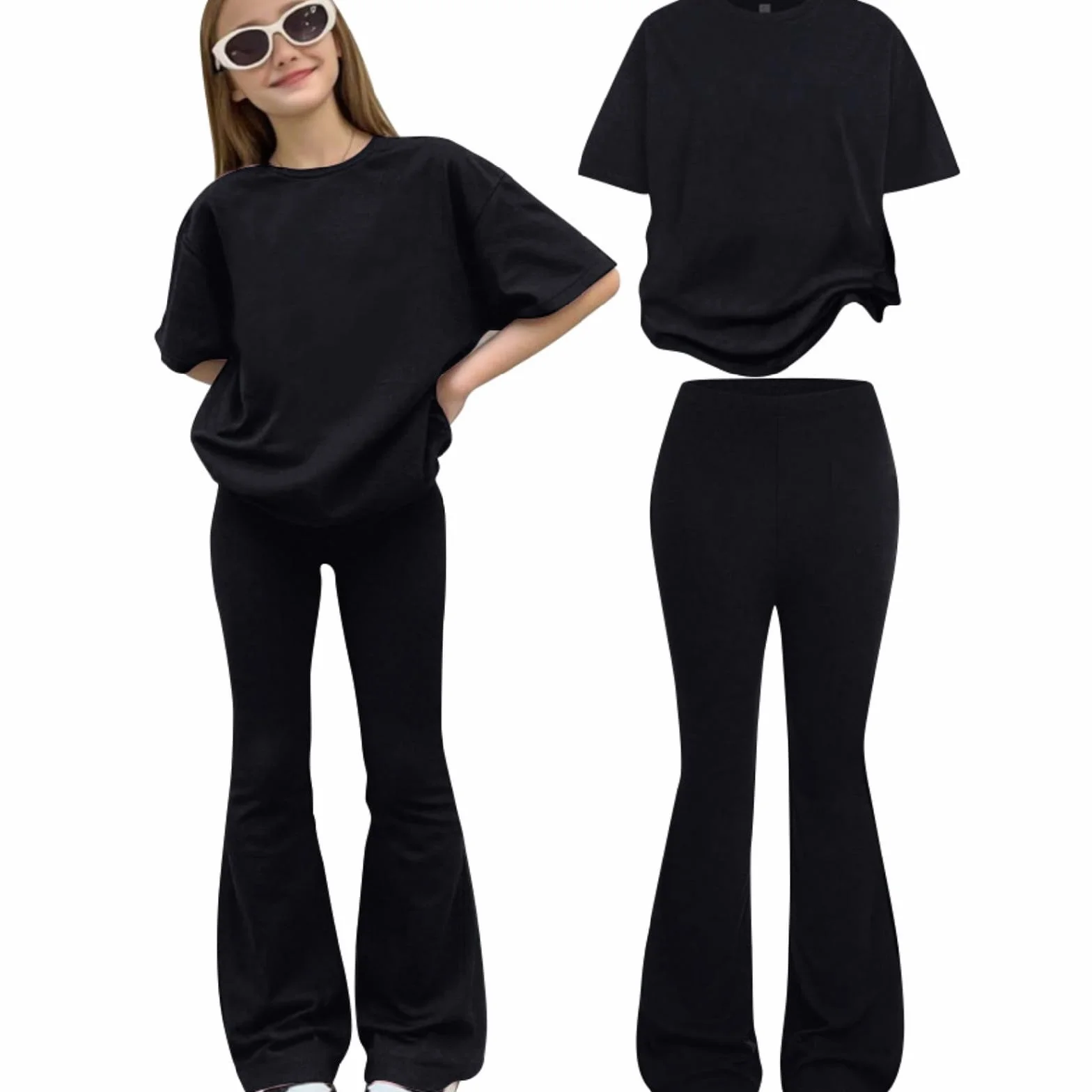 Ensemble Deux Pièces Léger en Maille pour Fille, Haut et Short Assortis, Tenue Quotidienne