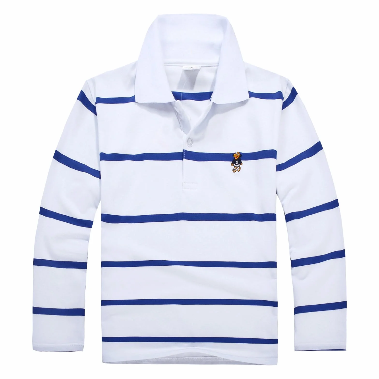 Polo de loisirs pour enfant manches longues respirant rayures classique