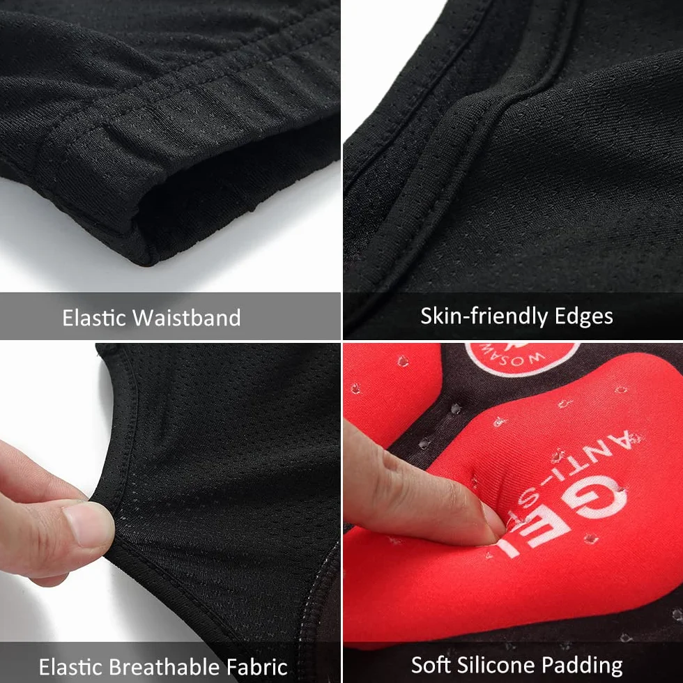 JINGRU Sous-Vêtements de Vélo pour Hommes - Slips Rembourrés Respirants Noir Taille L