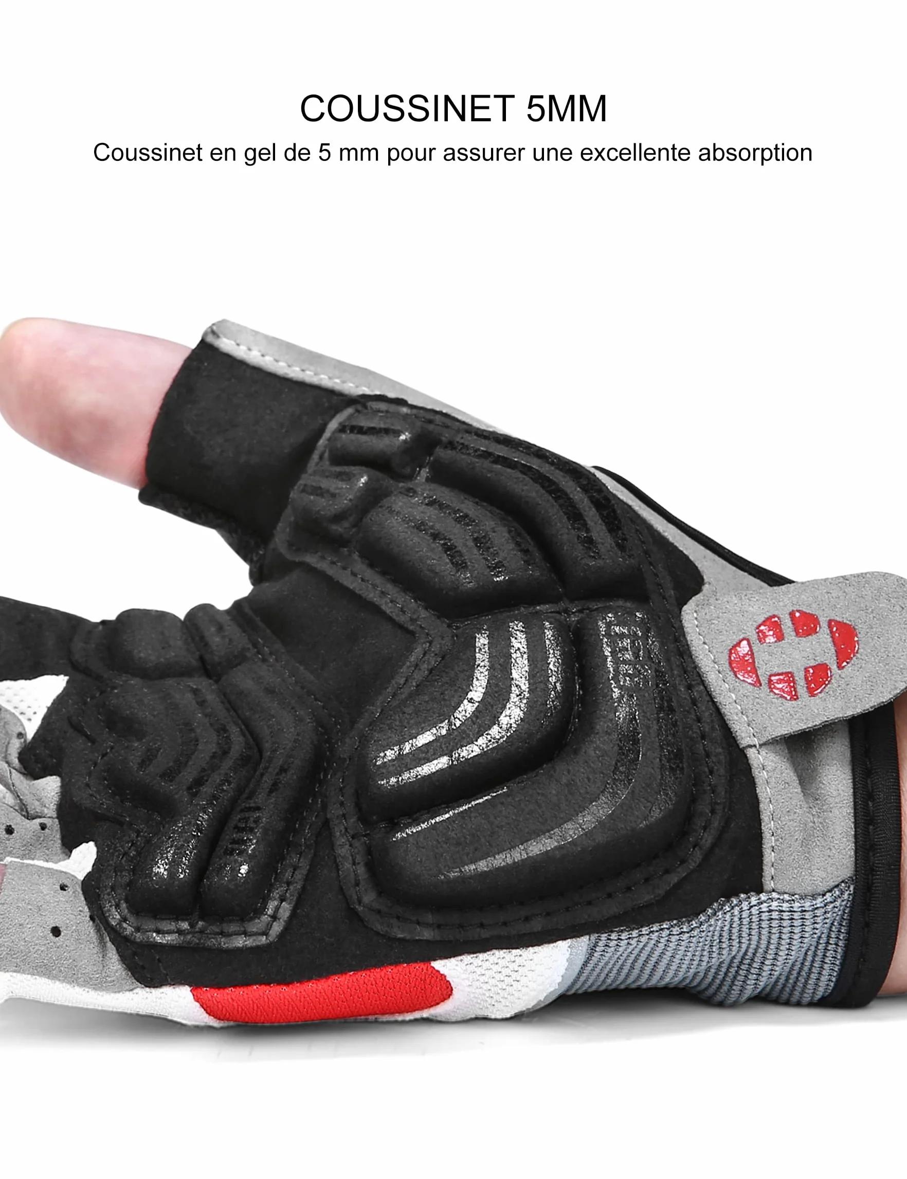 INBIKE Gants Cyclisme Demi-Doigts VTT 5mm Gel Rembourrés Anti-Choc Respirant Été