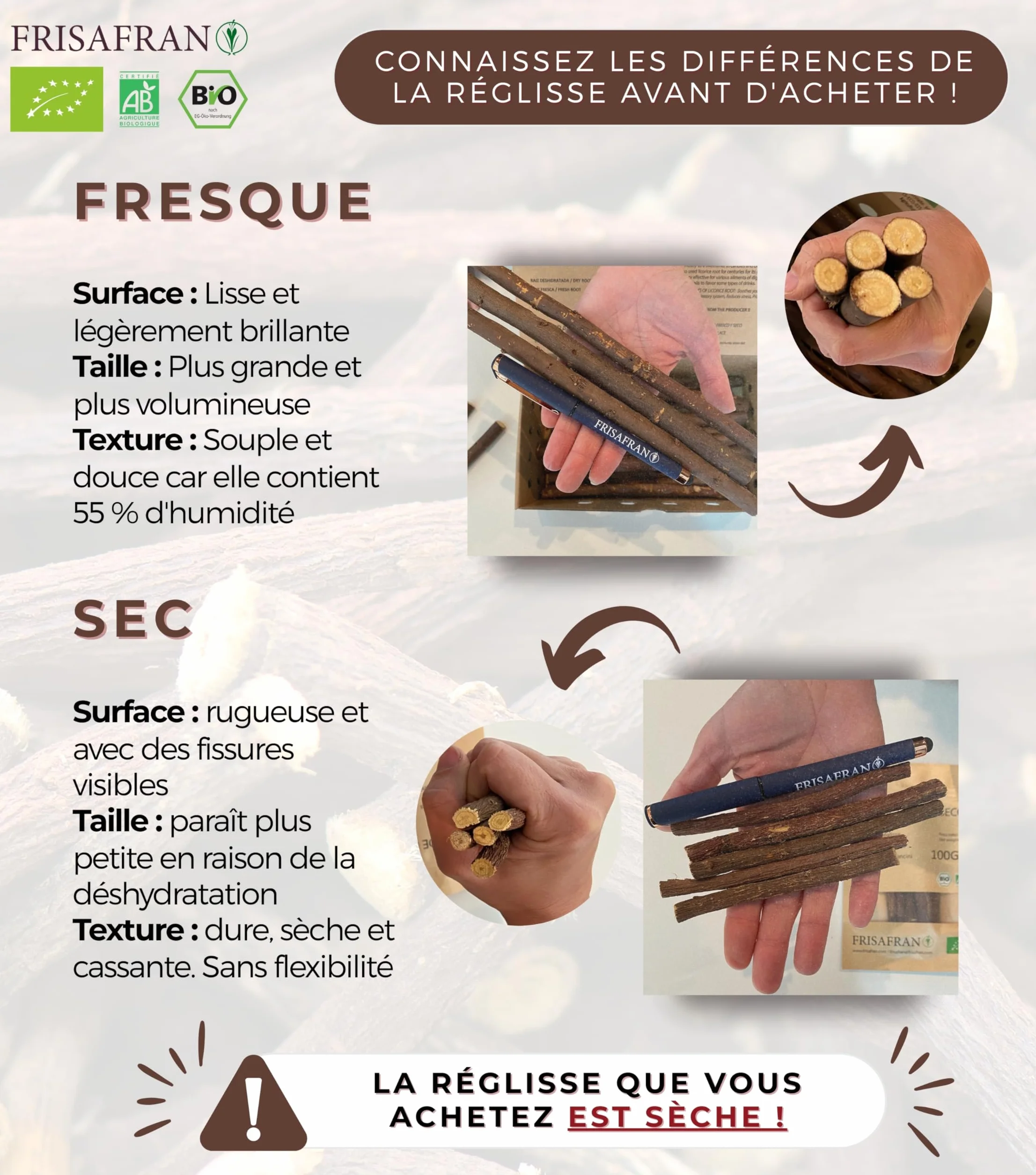 FRISAFRAN Bâton de réglisse BIO 50g Espagne Réglisse
