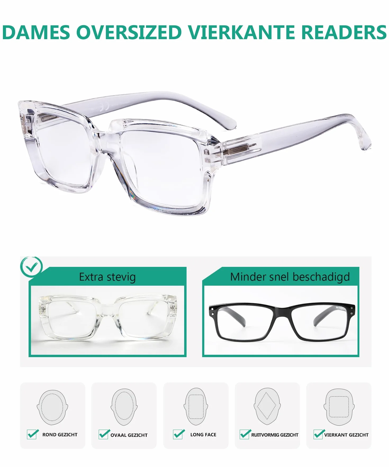 eyekepper Lunettes de Lecture pour Femmes Grande Carré avec Charnières à Ressort