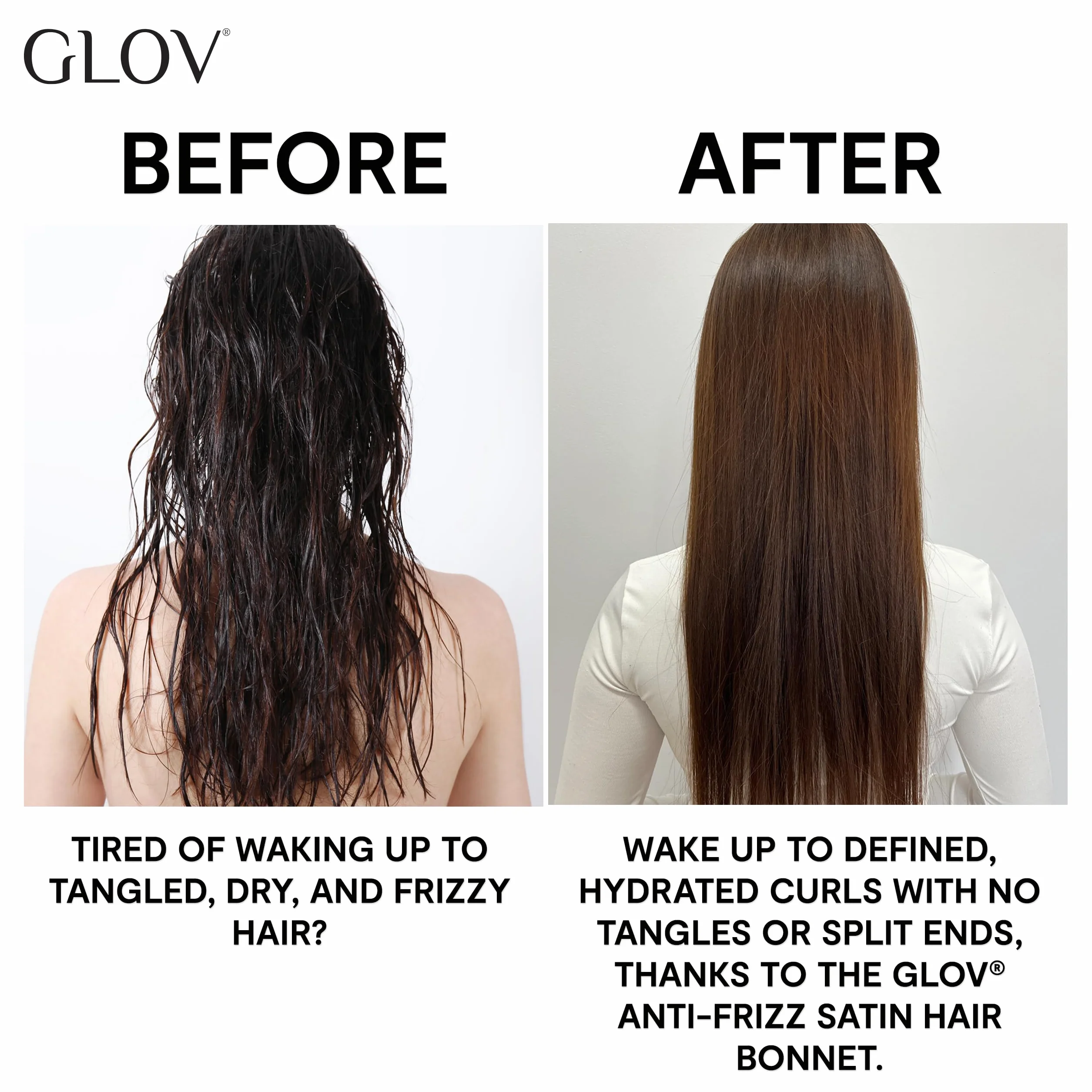 Glov Bonnet de Nuit Satin pour Cheveux Bouclés en Soie Protection Frizz