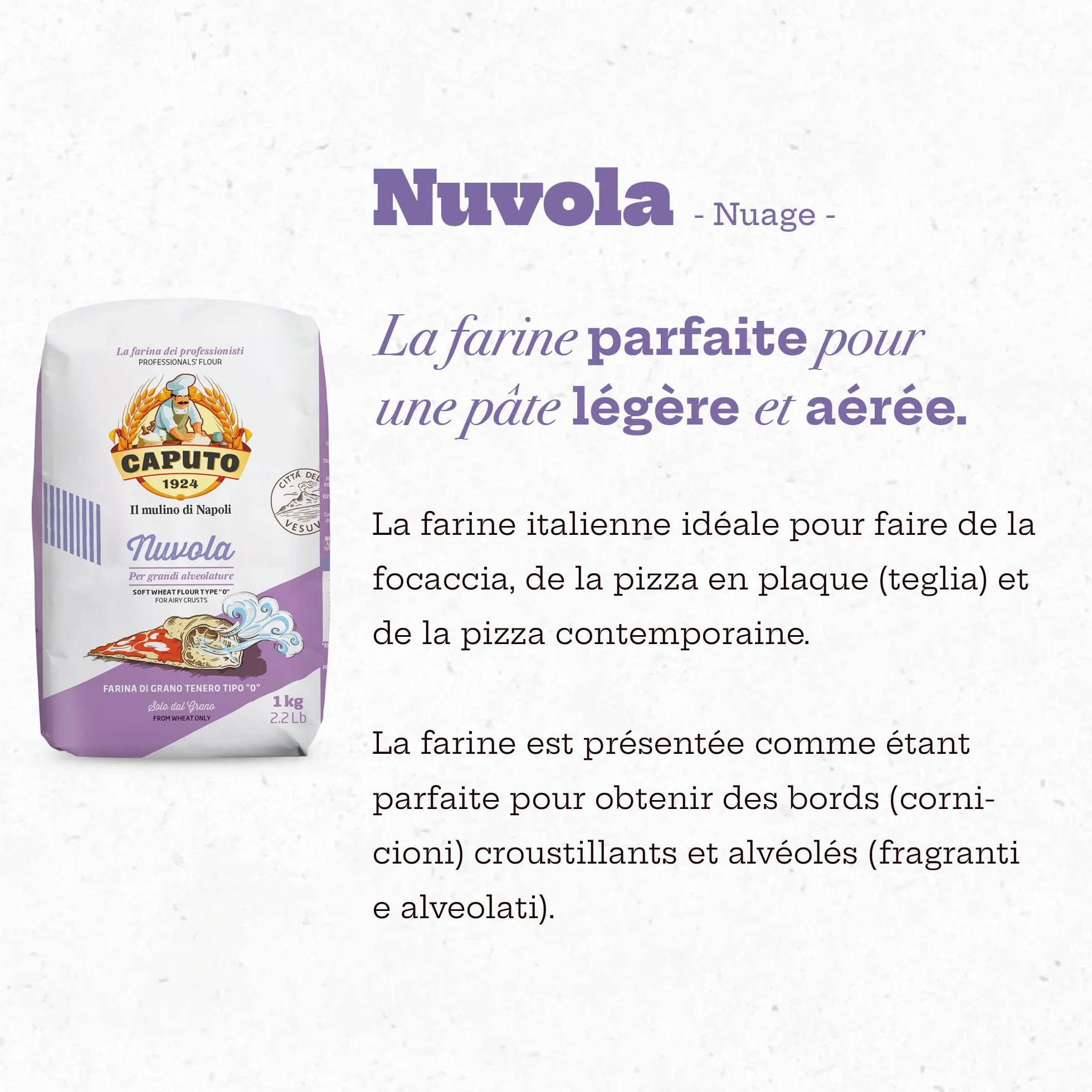 Colichef Farine Caputo Nuvola Type 0-5 Kilos (pack de 5 x 1 Kg) - La farine parfaite pour une pâte légère et aérée. La farine pour Pizza préférée en Italie !