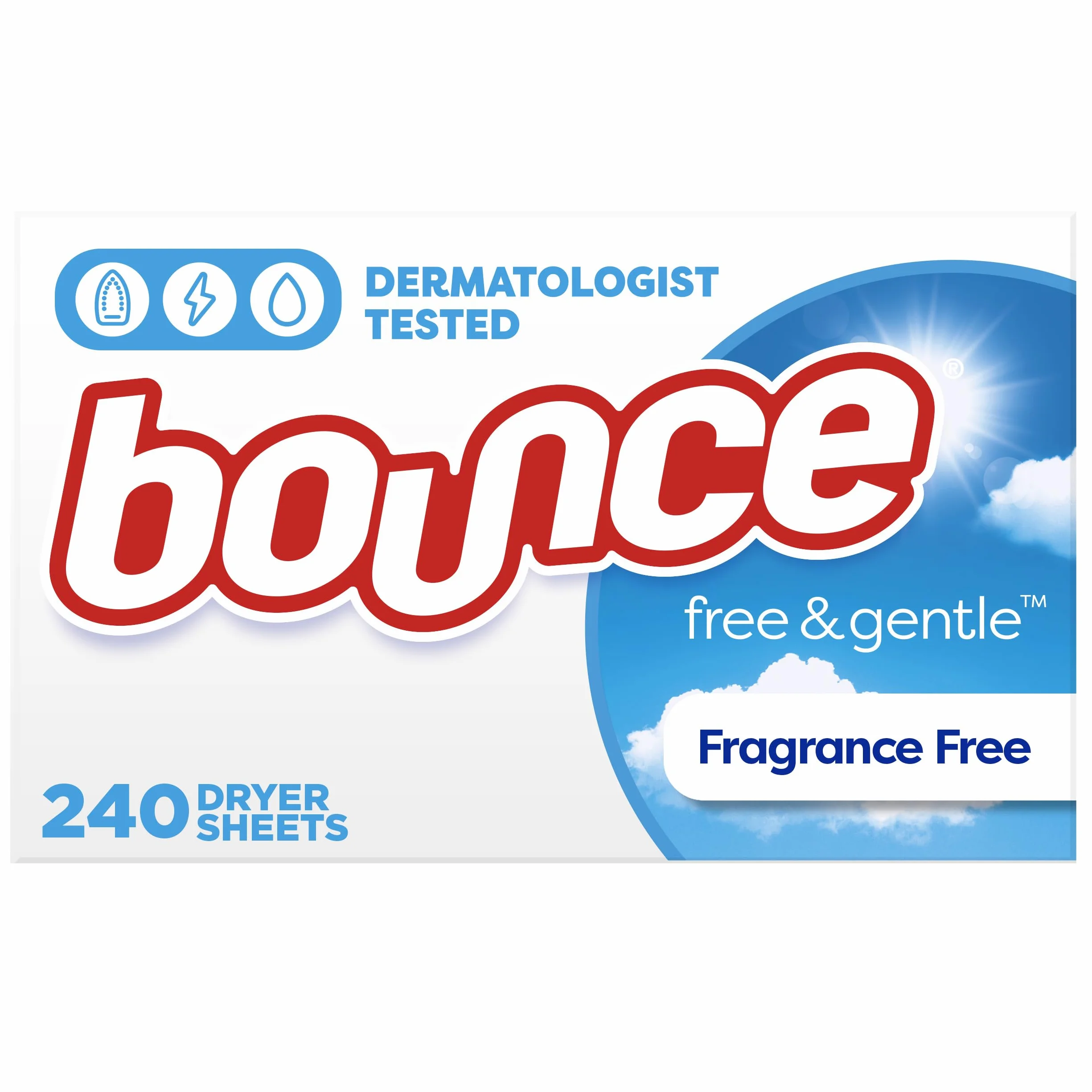 Bounce Fabric Softener Dryer Sheets Free & Gentle 240CT