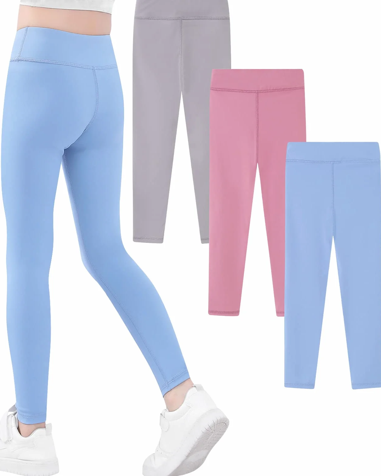 Domee Legging Sport Gymnastique Pantalon Long Fille Lot de 3