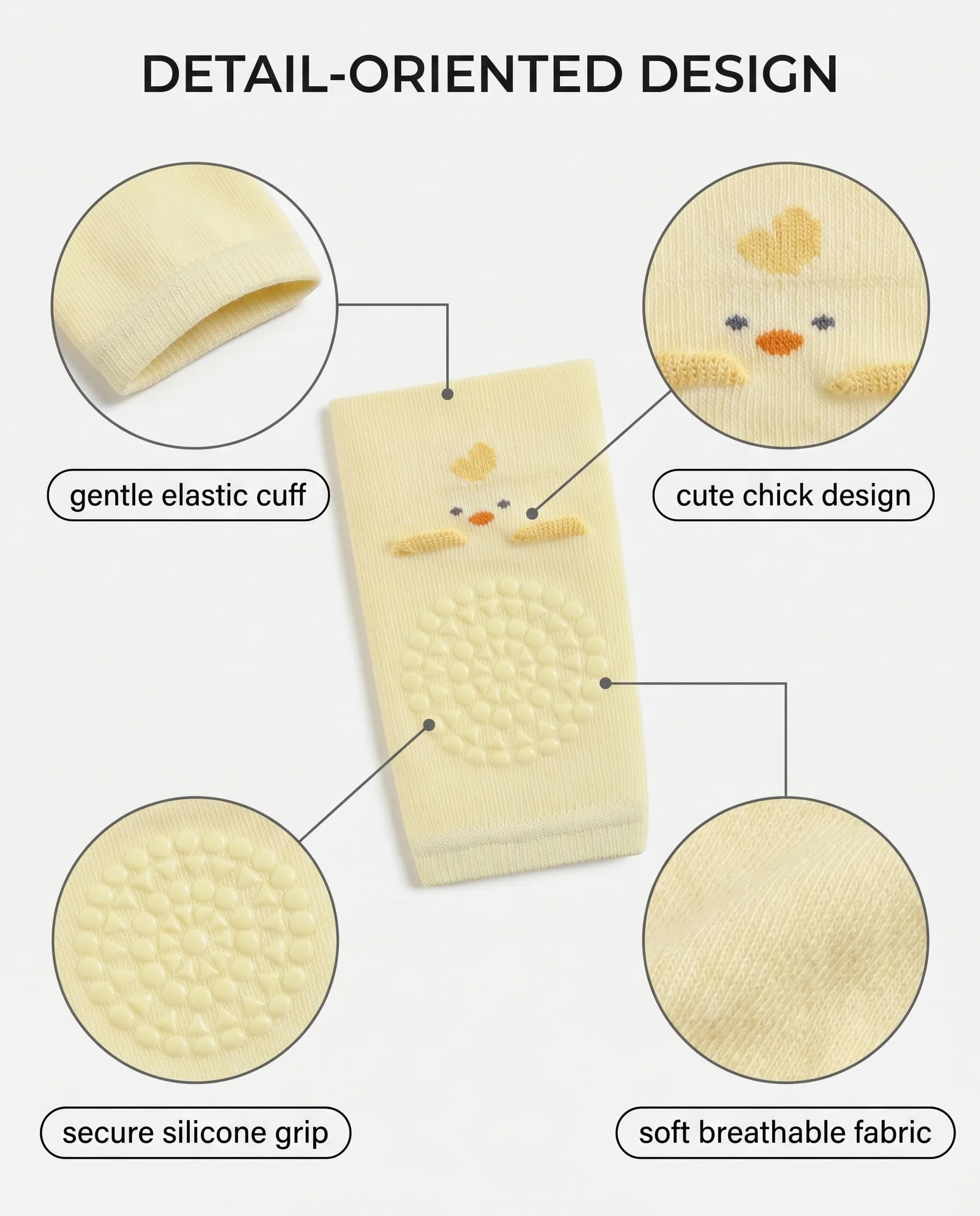 Genouillères Bébé 2 Paires Antidérapantes Anti-Chute Points Silicone Ramper Protection Genoux Souples 0-36 Mois