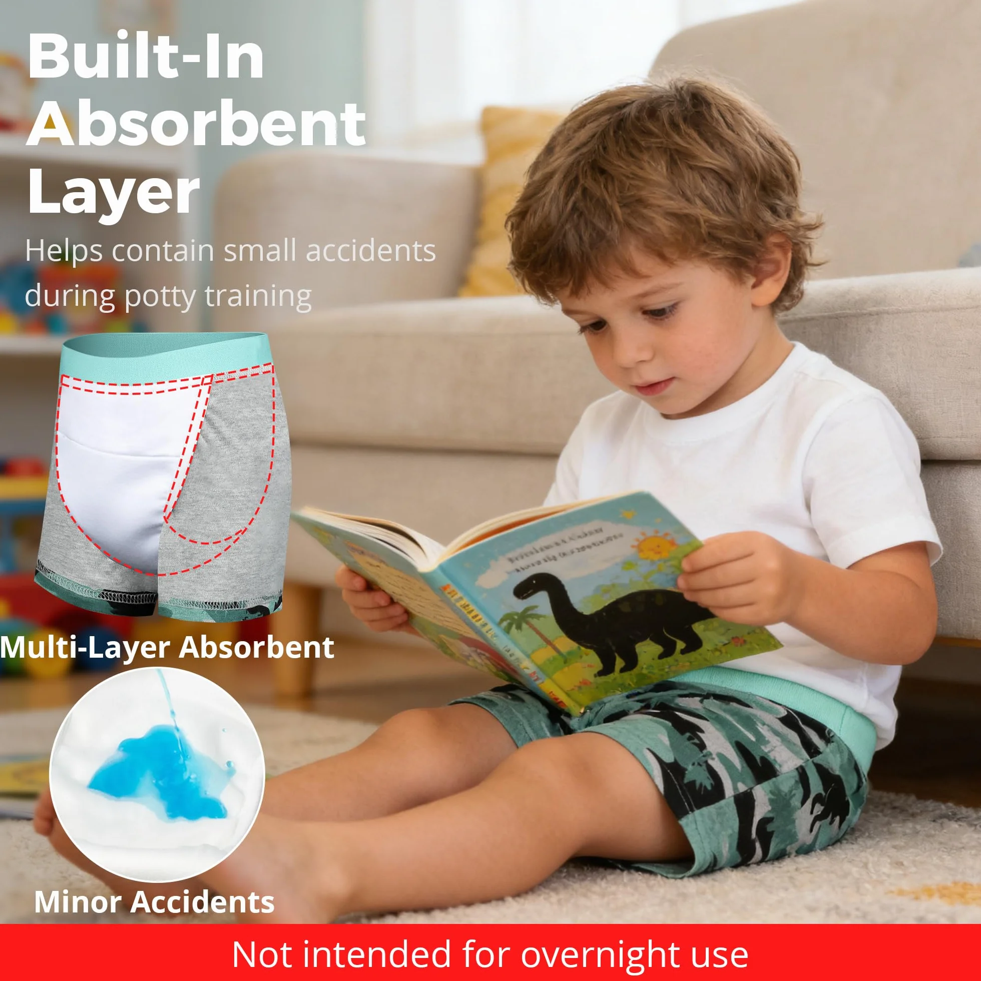 BIG ELEPHANT Lot de 6 Culottes d’Apprentissage Propreté Enfant 100% Coton Lavables Boxer