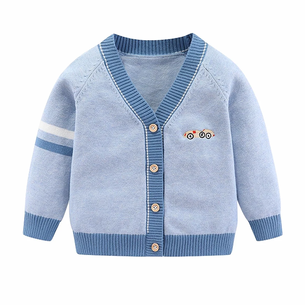 Tout-Petits Garçons Cardigan Pull en Coton à Col en V Veste à Manches Longues Automne Hiver