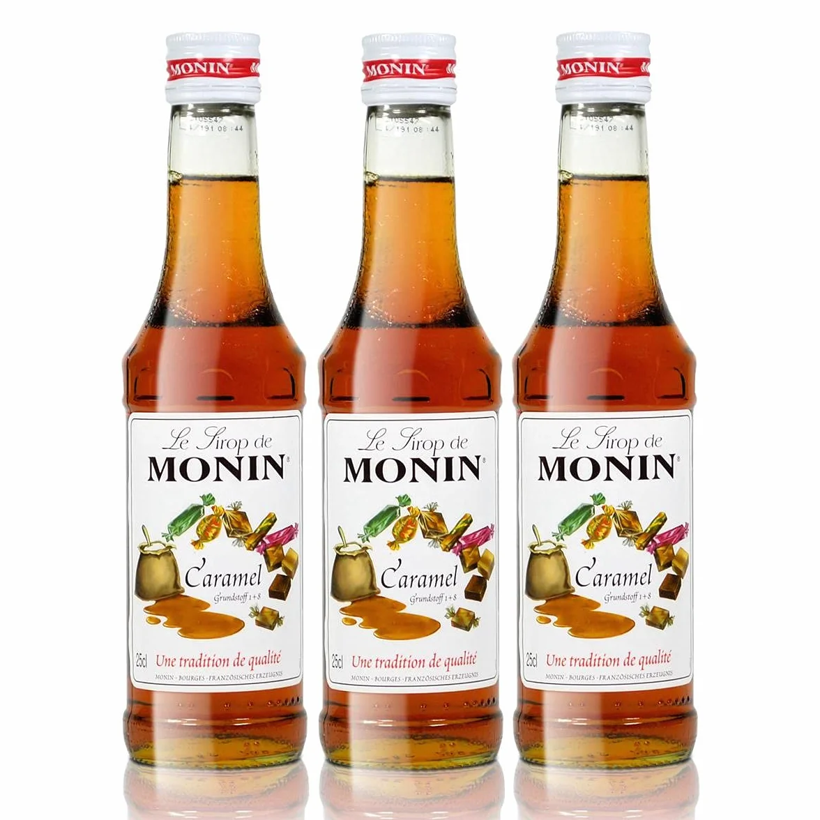 MONIN Sirop de Caramel par 3 pour Café, Cappuccino, Latte et Chocolat Chaud - Arômes Naturels - 25cl