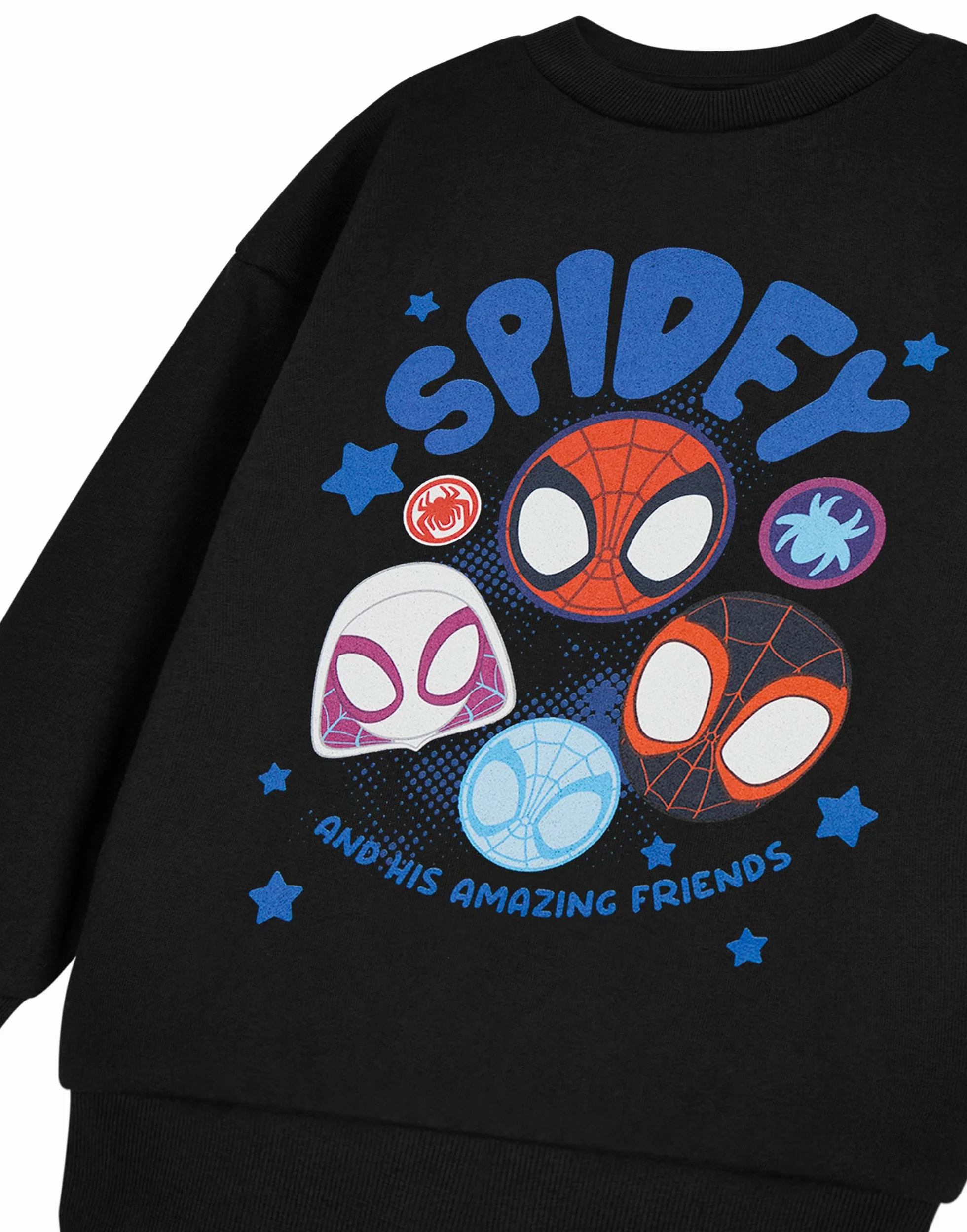 Marvel Spiderman Spidey et Ses Incroyables Amis Sweat-Shirt Noir pour garçons Pull Enfant Super-héros