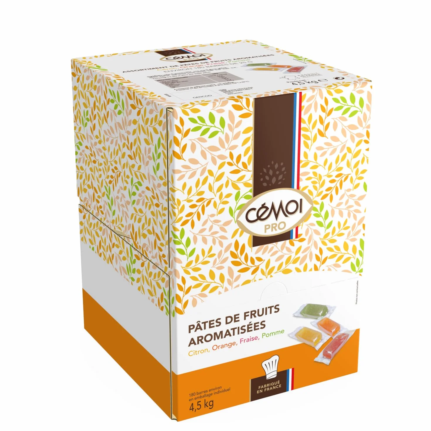 Cémoi Distributeur de 220 Pâtes de Fruits emballées individuellement Assortiment de 4 Parfums 4,510 kg