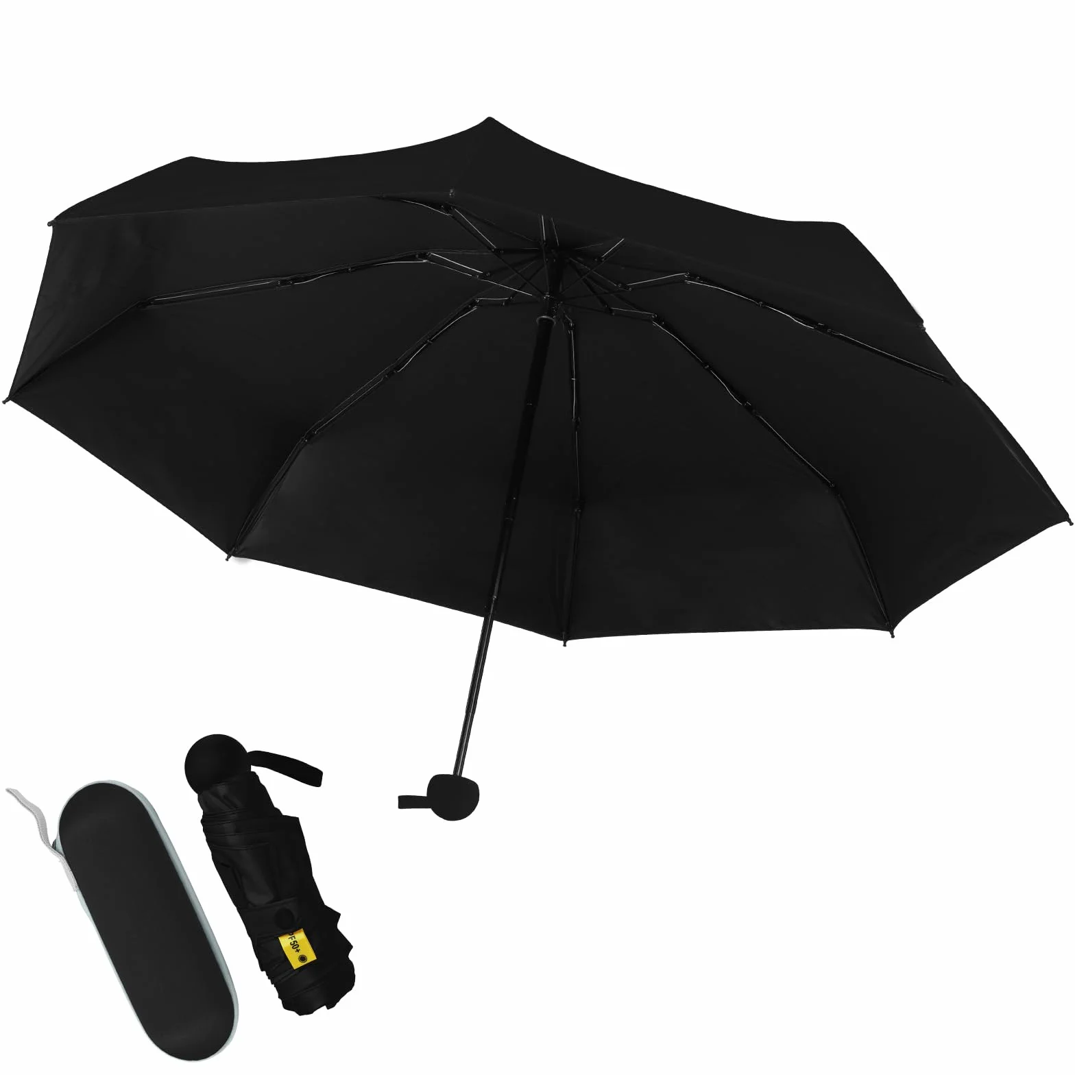 Mini Parapluie Pliant avec Étui, Compact Léger Protection UV pour Femmes Hommes Enfants
