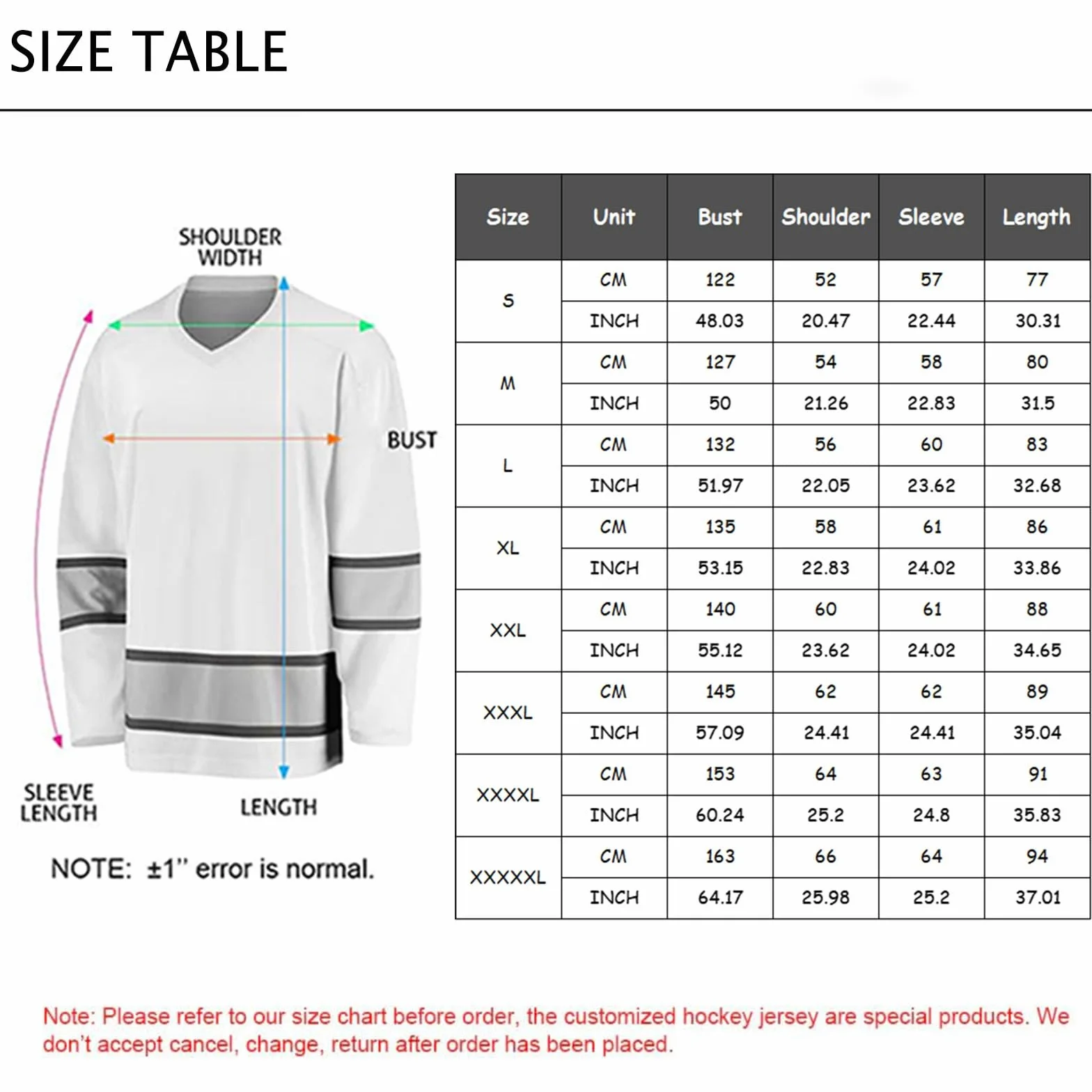Maillot de Hockey Personnalisé Homme Manches Longues Col en V S-5XL