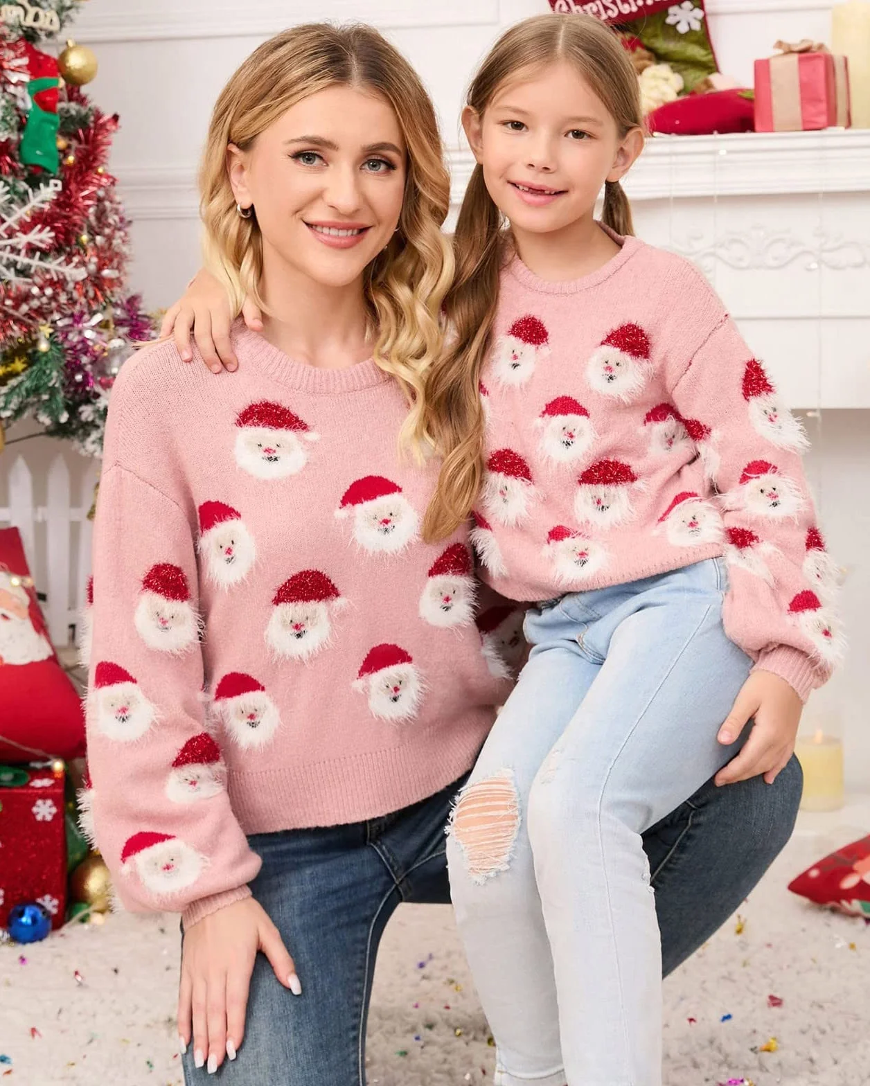 Pull Fille Noël Enfants Sweat-Shirt Bebe Arbre De Noël Imprimé Tricot Chaud Manches Longues Col Rond