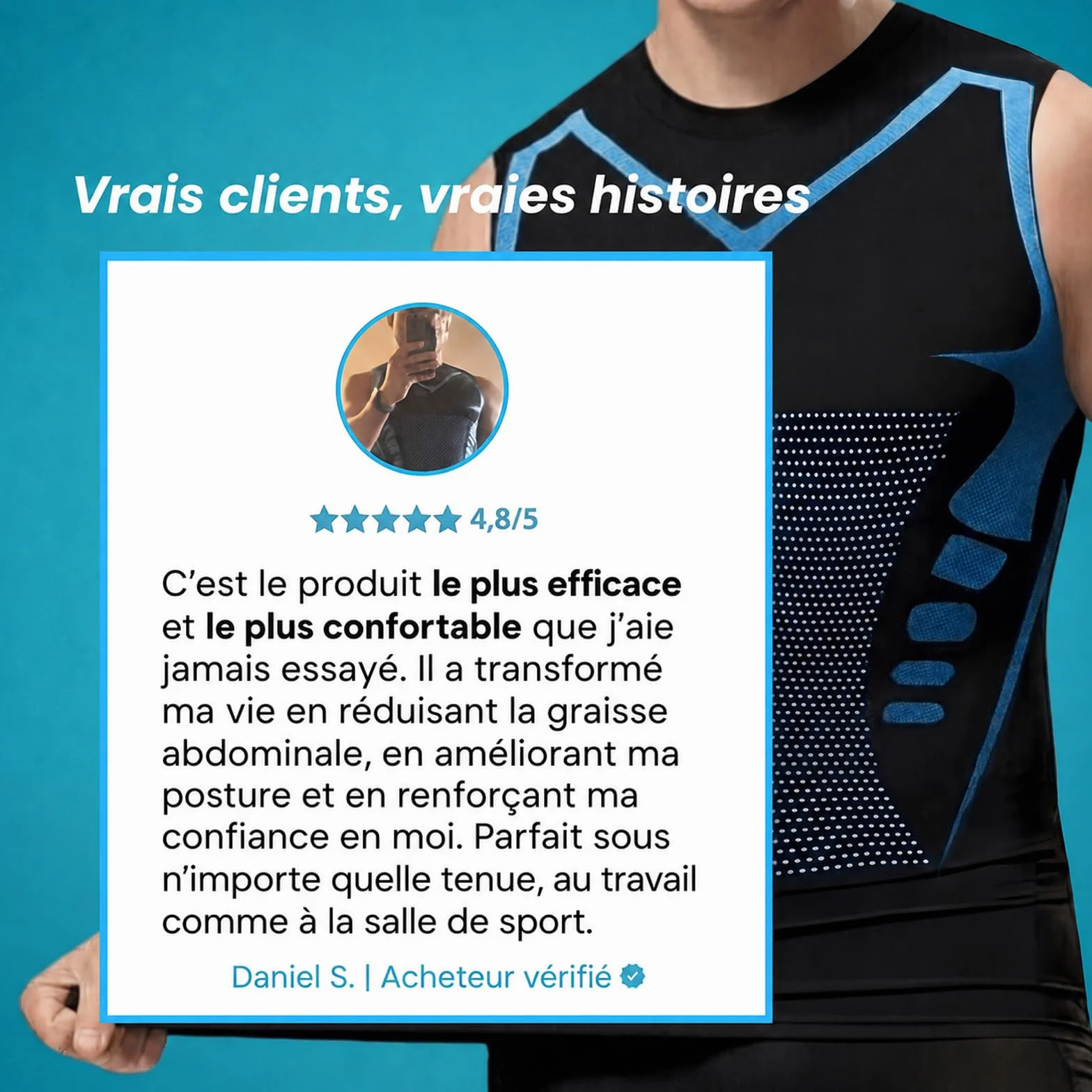 Lumoria Debardeur Homme Tshirt Ventre Plat Compression Tissu Léger Respirant Extensible Athlétisme Course Entraînement