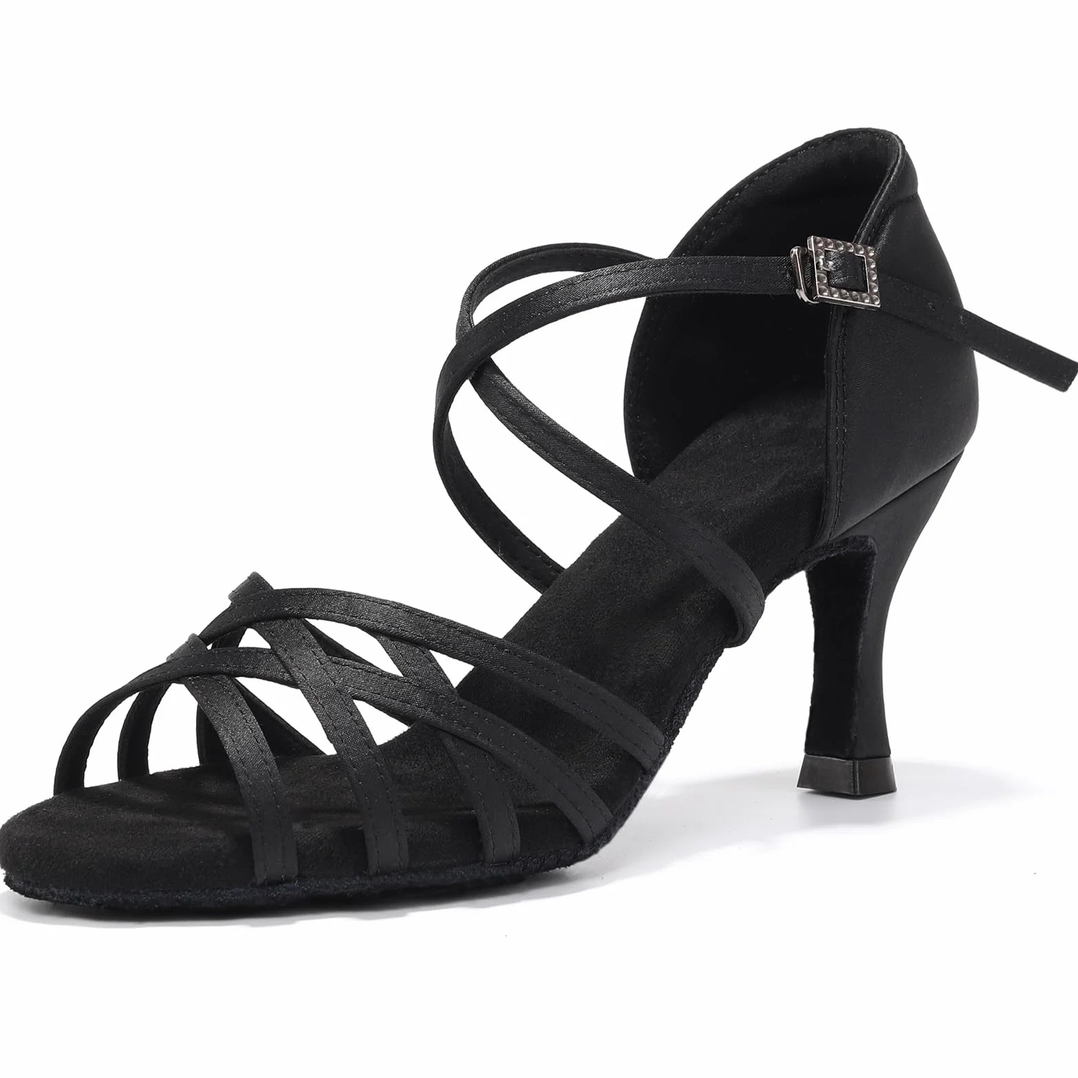 Chaussures Danse Latine Femme Satin Salsa Bachata Talon 7cm