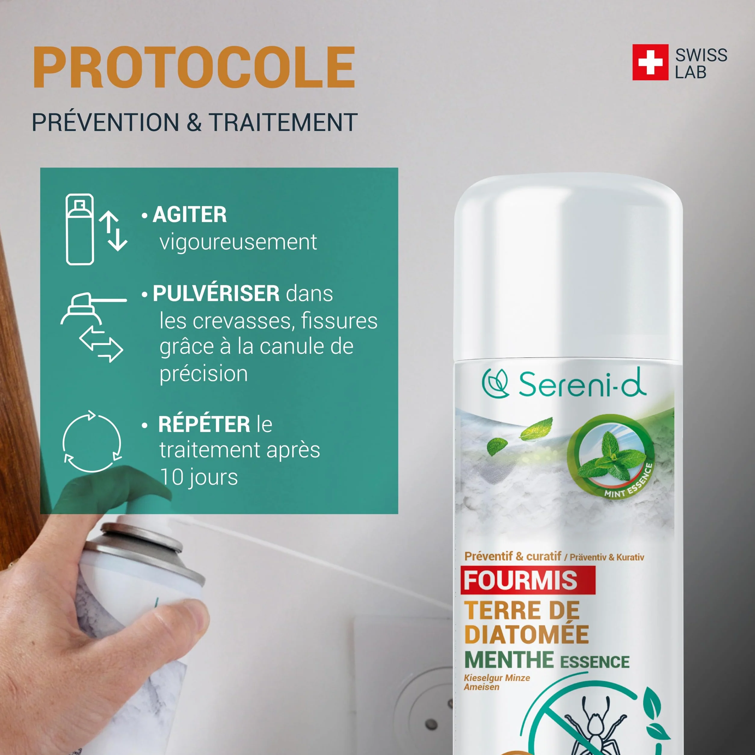 TERRE DE DIATOMÉE MENTHE FOURMIS– EFFICACITÉ FOUDROYANTE – 100% d'ORIGINE NATURELLE - Action IMMÉDIATE et EFFICACE - Swiss Lab