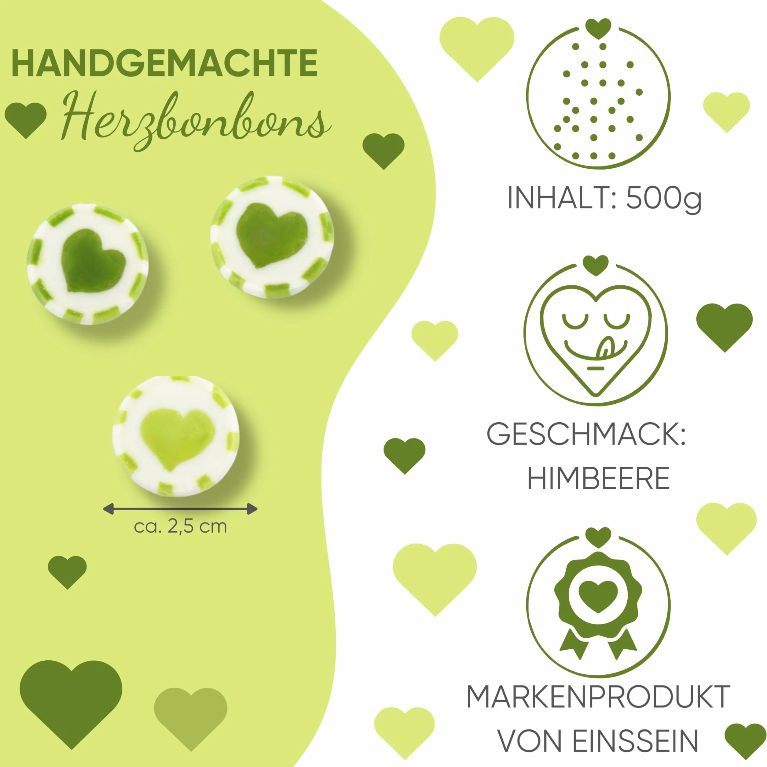 EinsSein Bonbons mariage vert-blanc 500g (130 pièces) Dragées jungle Pâques baptême anniversaire communion