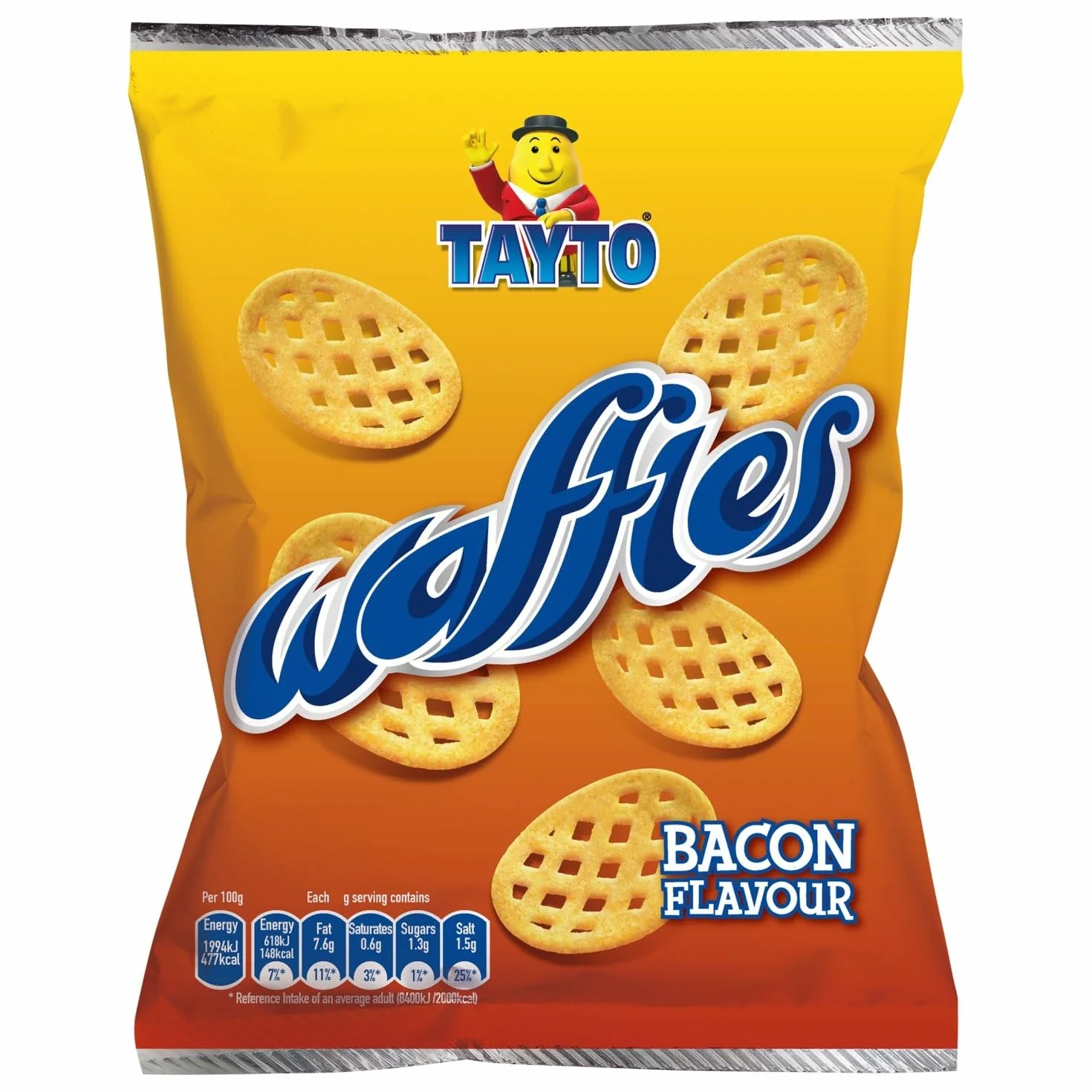 Tayto Waffles 22 x 26g packs Bacon Flavour Snacks from Ireland by Tayto