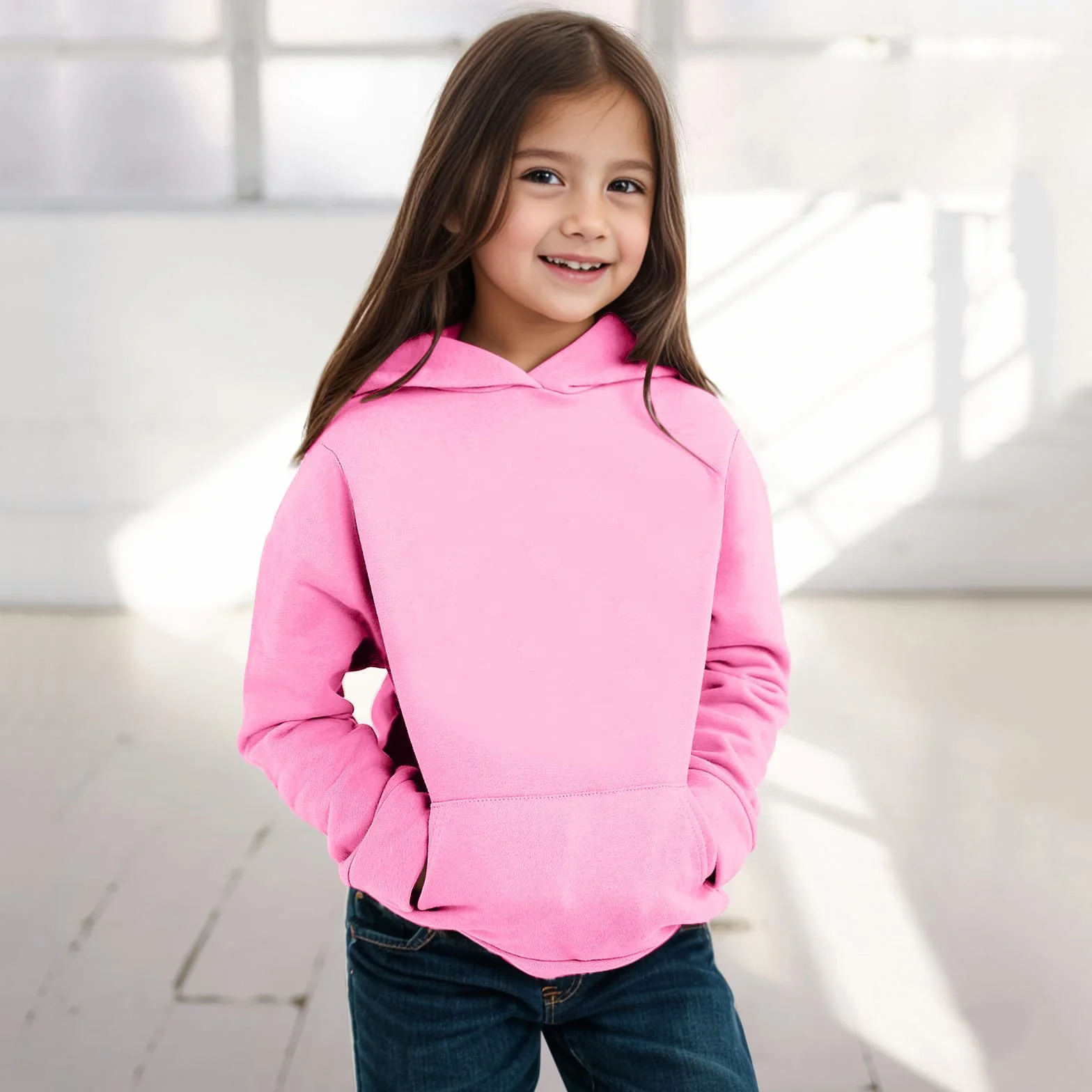 Sweat à capuche pour enfant fille garçon manches longues imprimé chaud, Rose, 9-10 ans