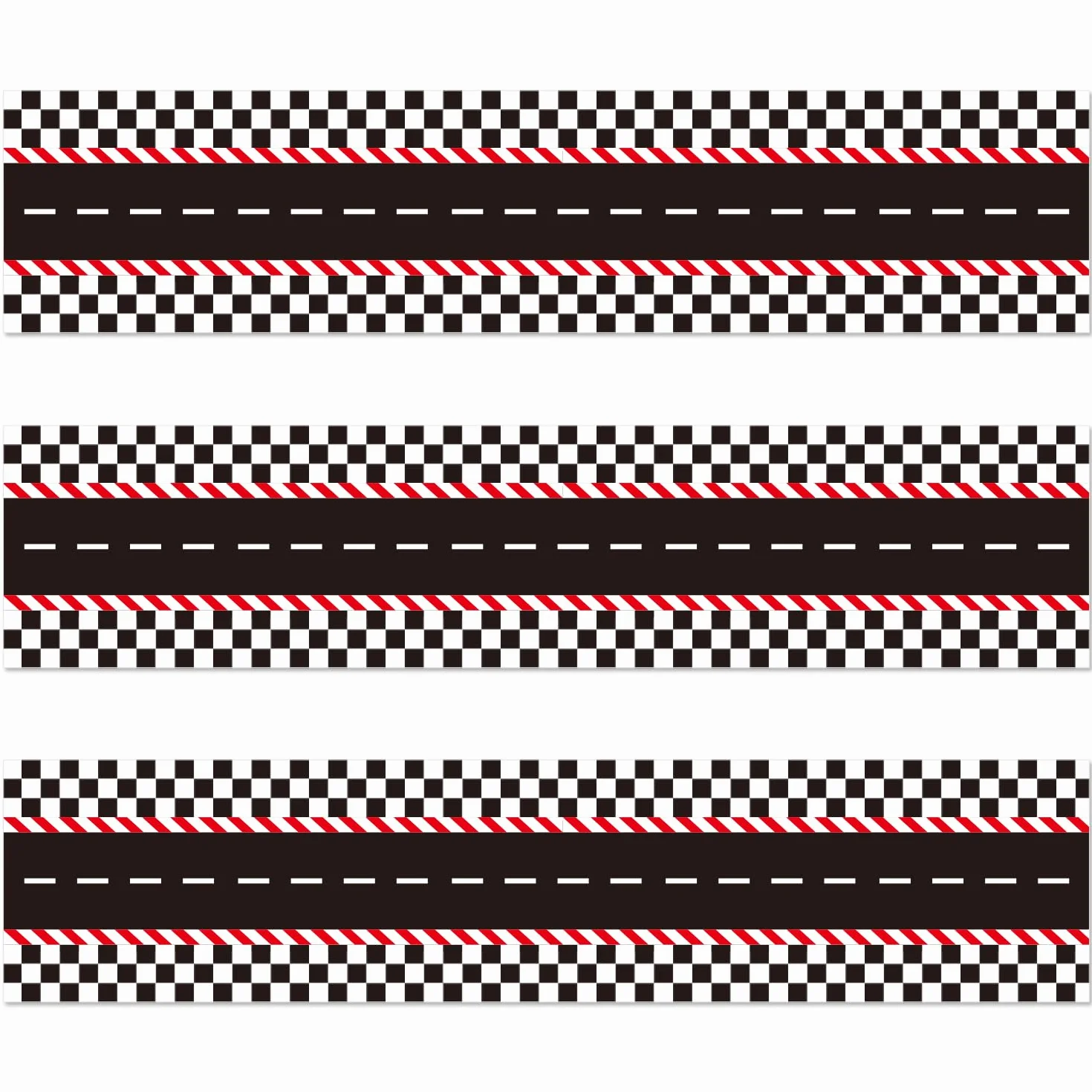 3pcs Bordure de Gâteau Comestible Thème Course Automobile Décoration Comestible pour Gâteau d'Anniversaire Décorations Créatives pour Fête d'Anniversaire (Style Circuit Automobile)
