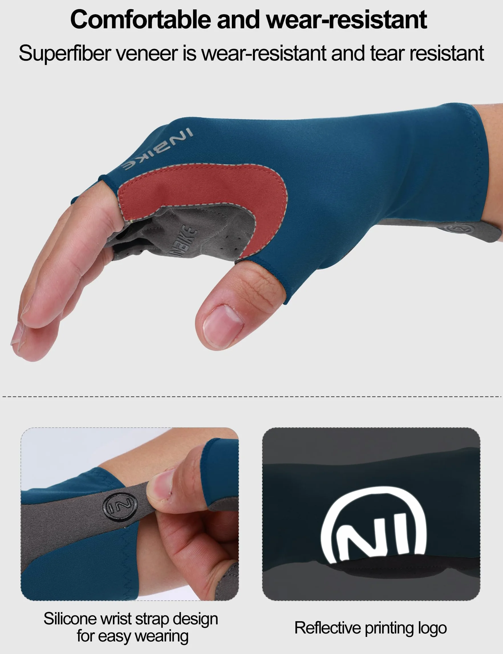 INBIKE Gants de Cyclisme d'été Courts Unisexe VTT Homme Femme Tissu Frais Léger Respirant Séchage Rapide Antidérapants Sport