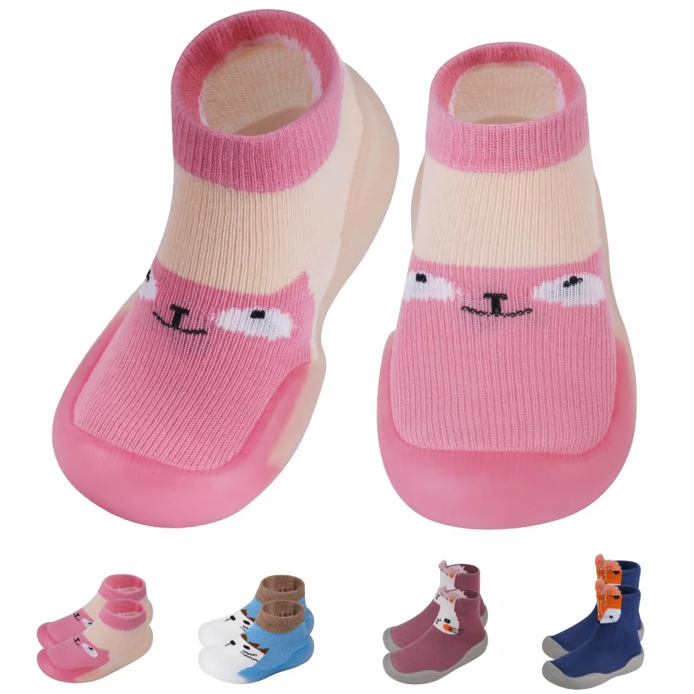 Aolso Bébé Chaussettes Antidérapantes Chaussons Semelle Souple pour Marche Fille Garçon