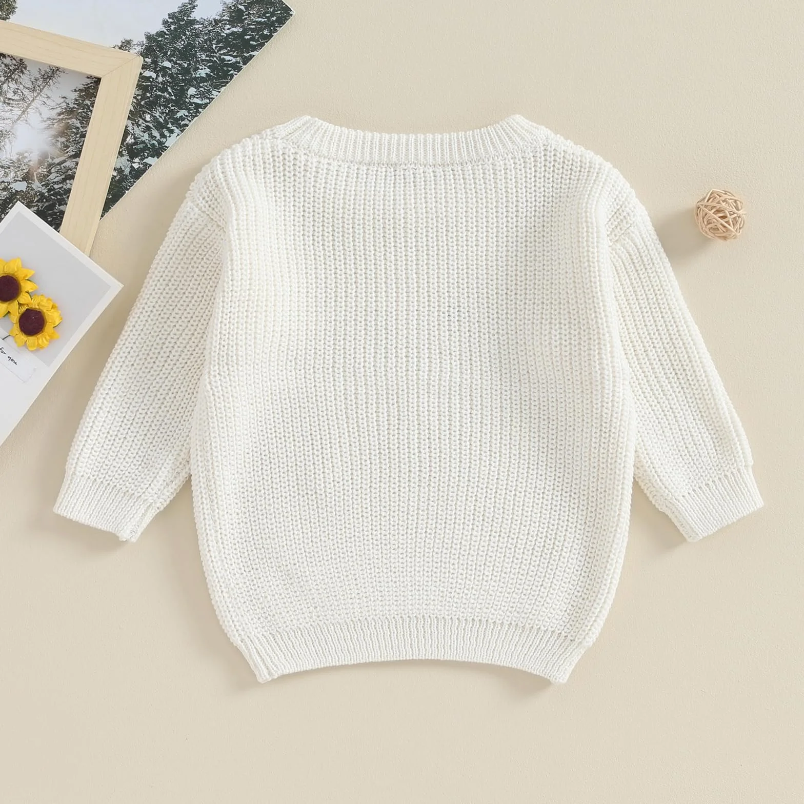 Carolilly Pull Bébé Manches Longues Imprimé Lettres Hiver Chaud