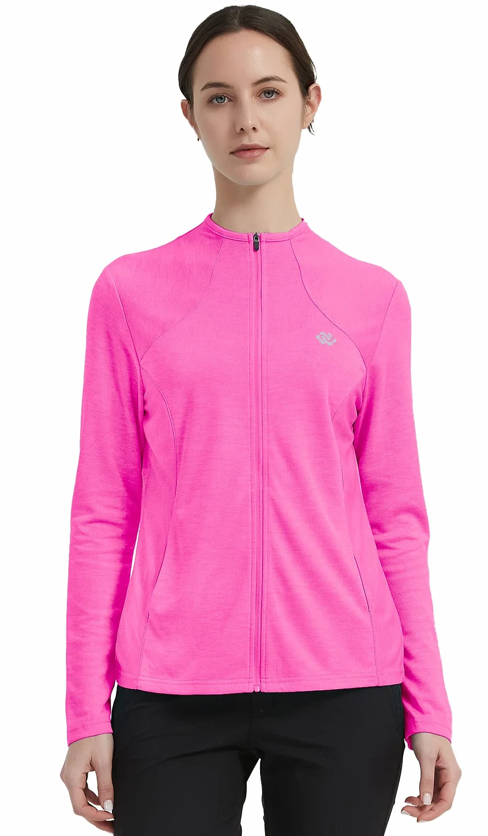 MoFiz Vestes de Sport Femme Légère Manche Longue Zippé sans Capuche Survêtement Course Respirante