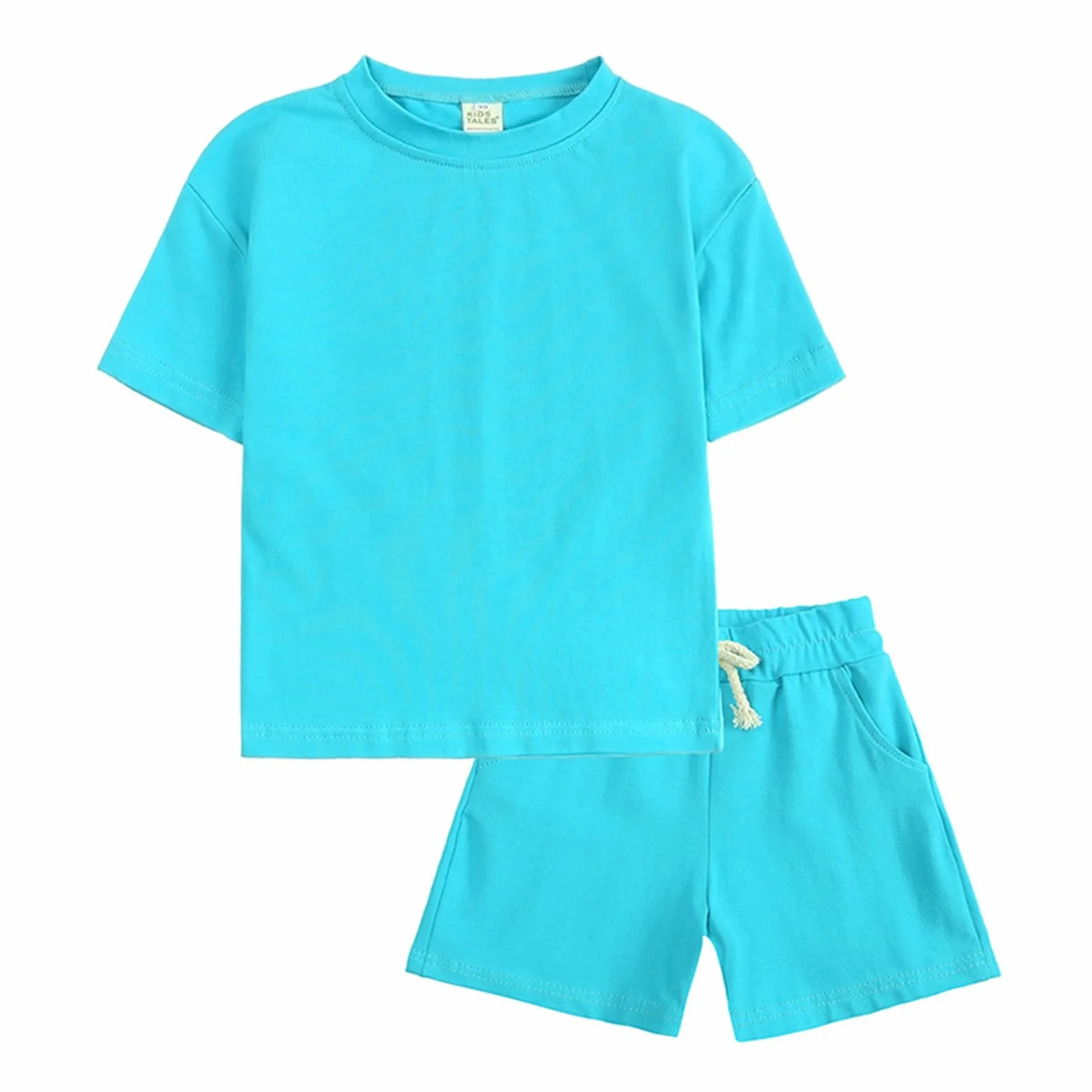 Ensemble Enfant Garcon Été 2 Pièces Vêtements Short Tee Shirt Couleur Unie Manches Courtes Confortable Respirant Casual Jogging