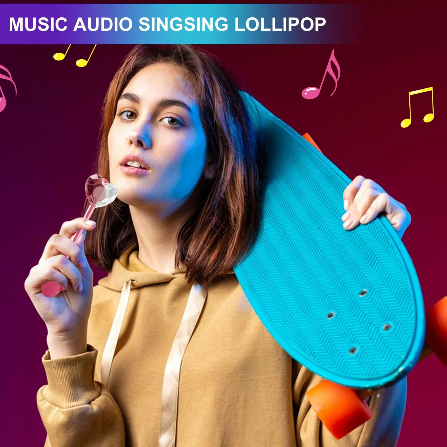 AMOS Musicales Sucette Bonbon Lollipop, Black-berry Mûre Pastèque Audio Sucettes, Saint Valentin Fête Sucettes Gift, Individuel Emballés Bonbon Sans Sucre Candy Parfait Pour Fête
