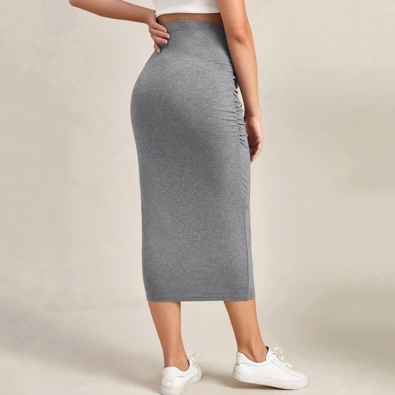 Jupe de maternité taille haute femme enceinte classique unie