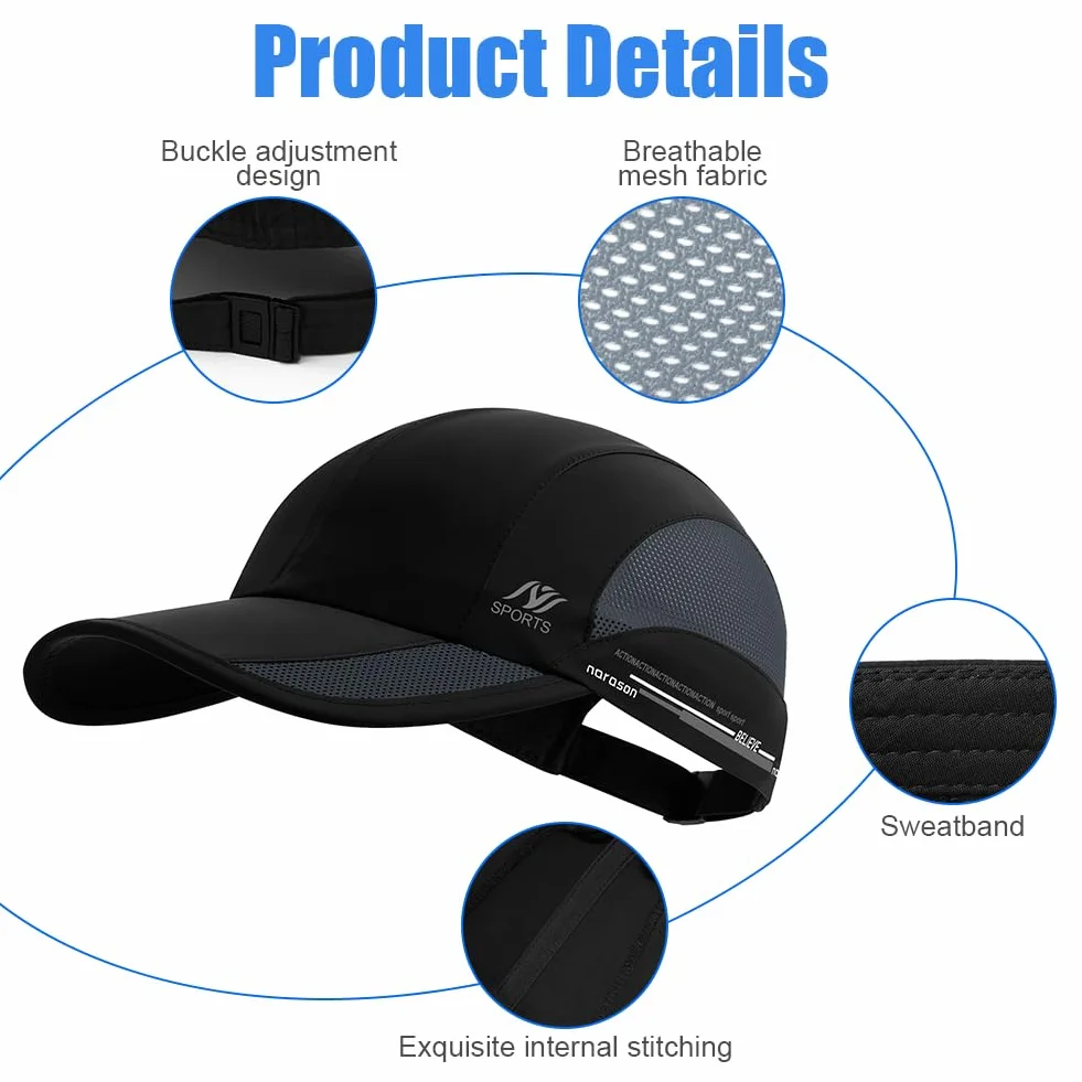 Casquette Respirant Séchage Rapide UPF 50+ Sport Mesh Hat Running Pliable Unisexe 50-56cm