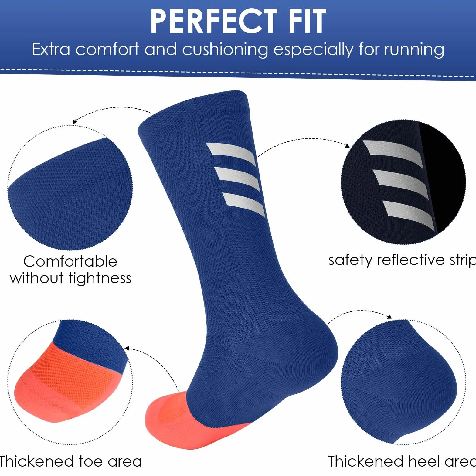Chaussettes de Compression pour Hommes 40-44, Chaussettes Cyclisme Respirantes, Chaussettes Techniques Sport Longues Sans Coutures