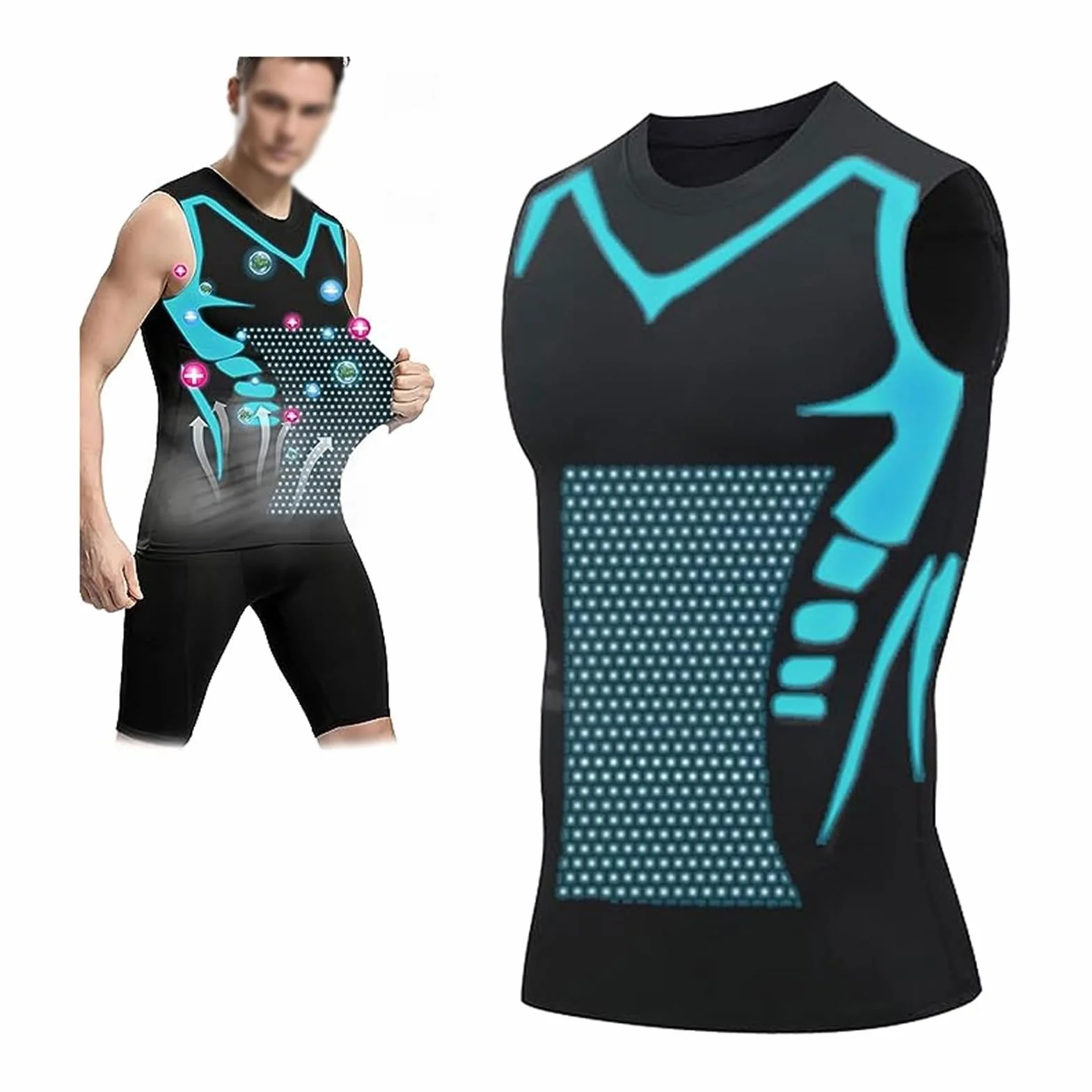 Débardeur Homme Compression Corset Amincissant Tee Shirt sans Manche Gynécomastie Gaine Gilets Sport Mise Forme Ionique