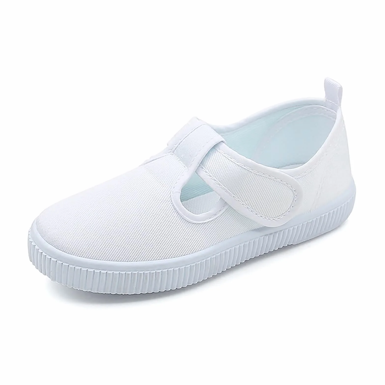 Chaussons de Gym Enfant Toile Respirante Semelle Souple Prémarcheurs Blanc