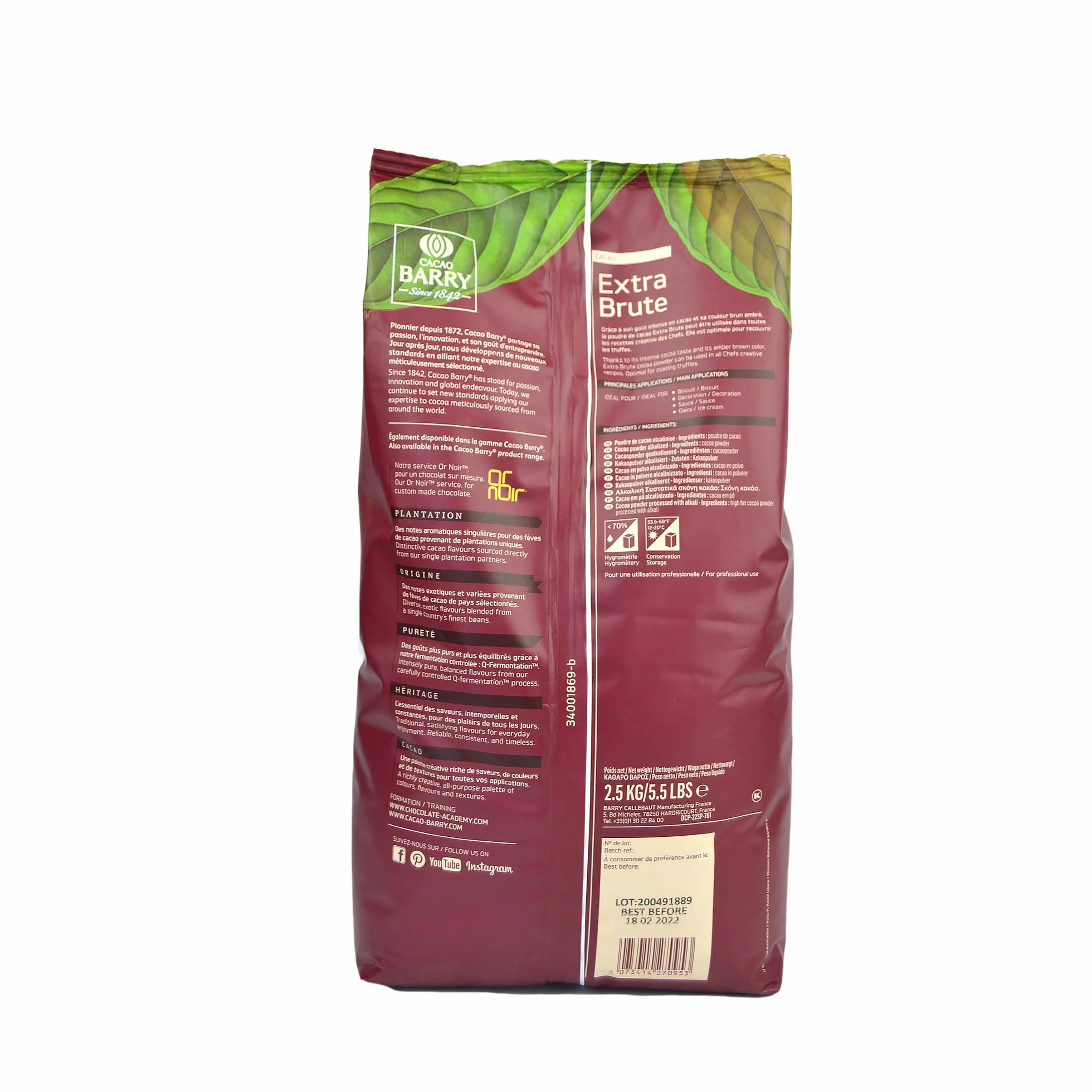 Cacao poudre Extra Brute par 2.5 kg