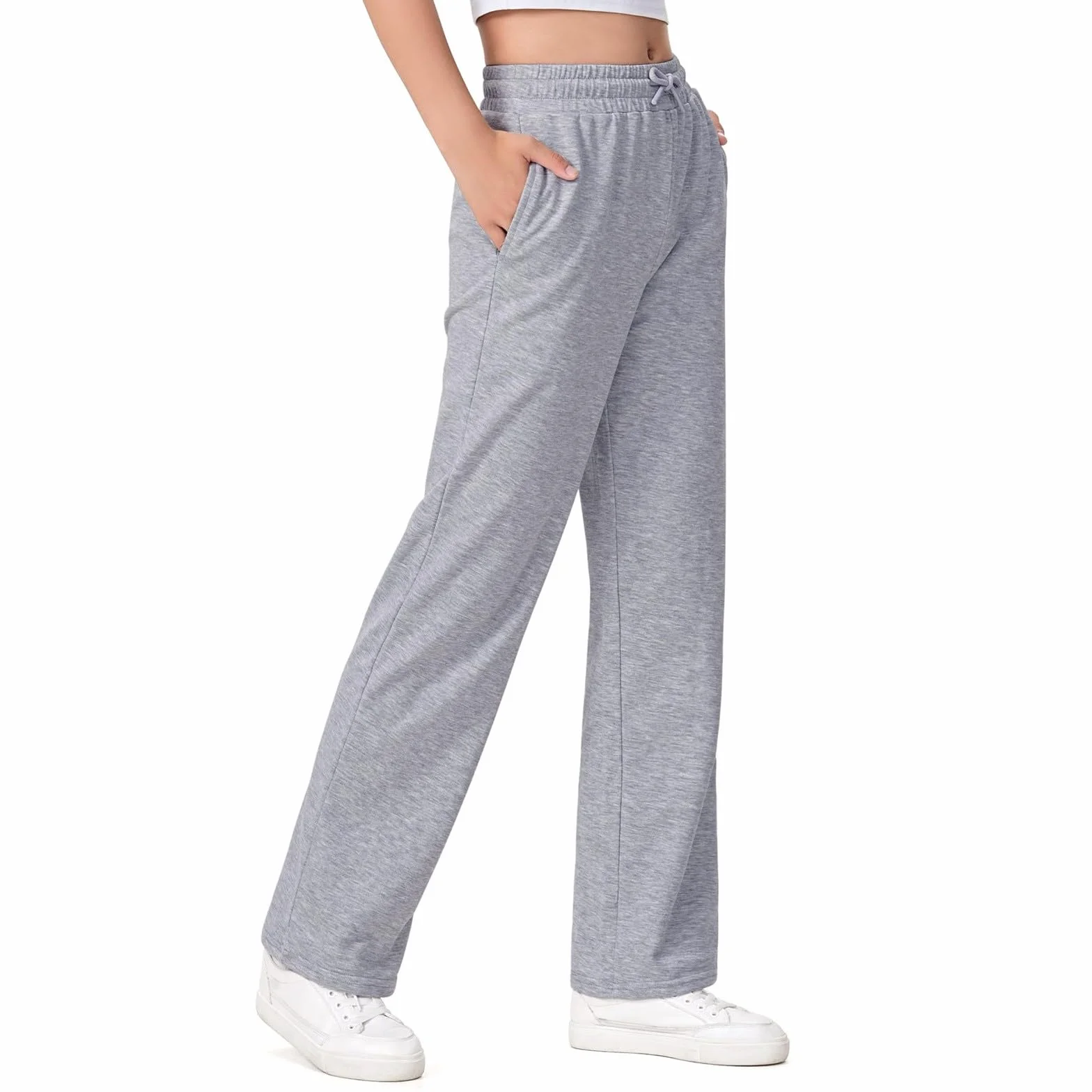 Pantalon de jogging long pour filles taille haute élastique jambe large danse entraînement