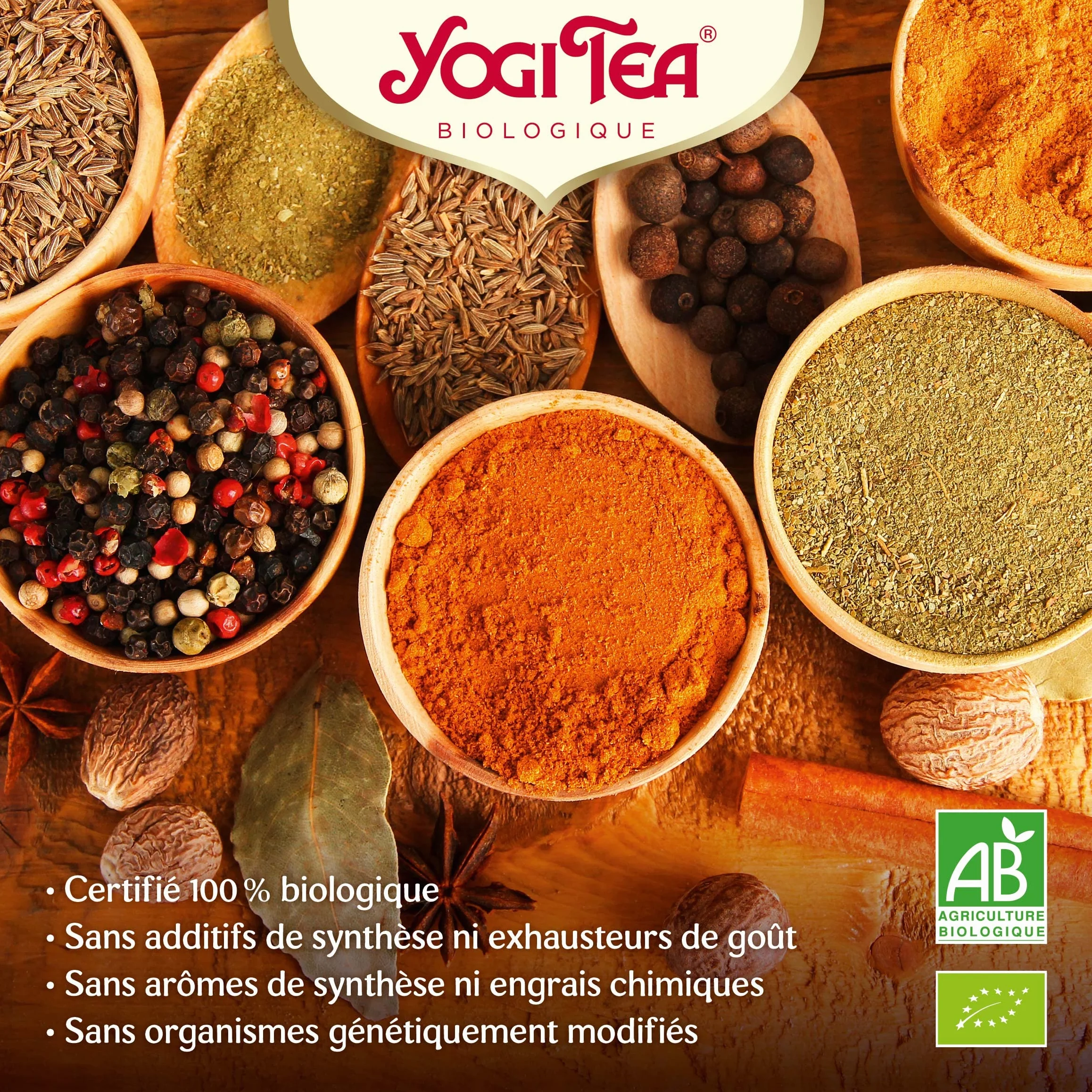 YOGI TEA - Boîte à thé en Bambou et Infusions bien-être, Coffret Cadeau Thés avec 8 sortes de thé sélectionnées, au total 48 Sachets de Thé (8x6), idéal pour la conservation