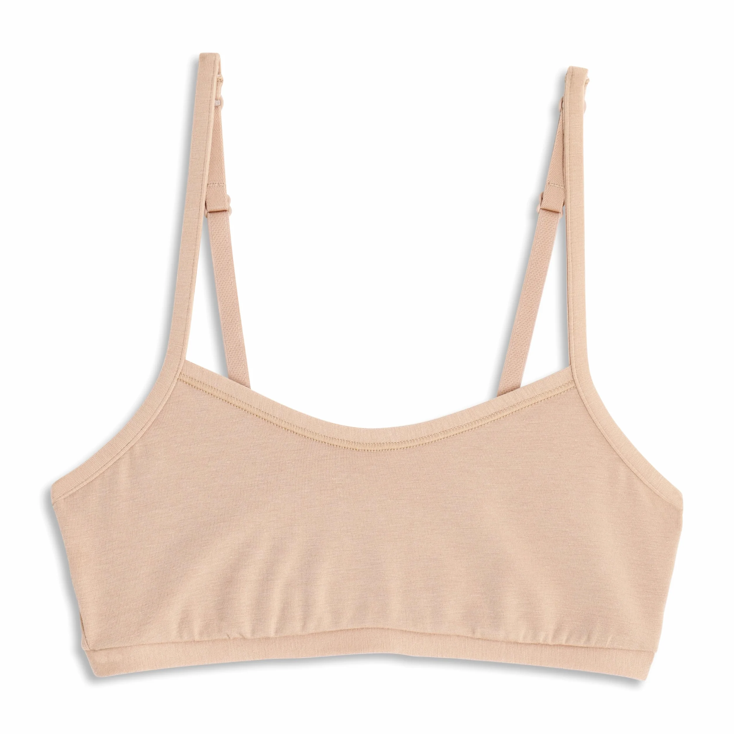Cotonella Brassière Coton Doux Bio Bi-élastique Fines Bretelles Ajustement élastique Dos Deux Couches Avant