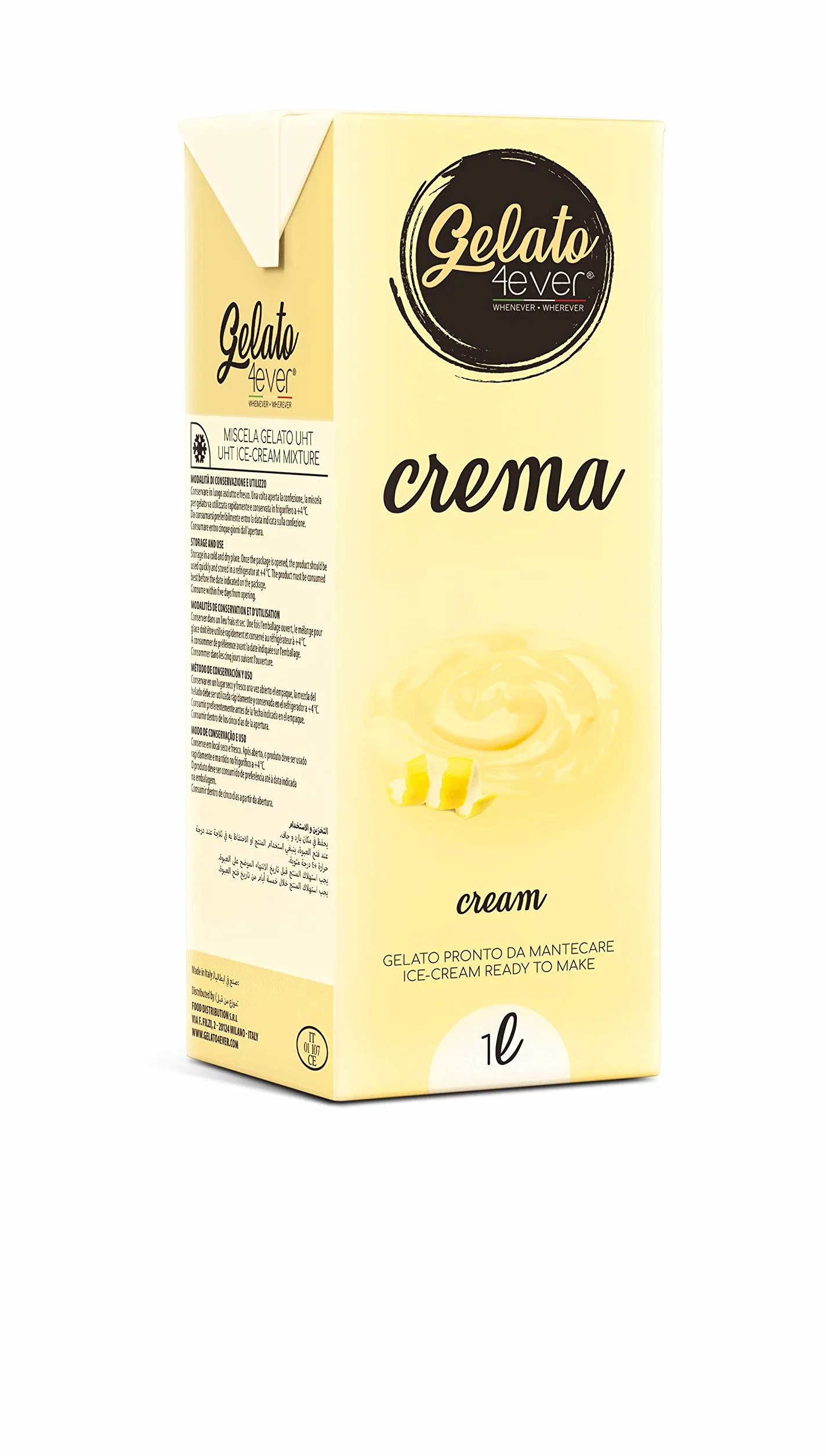 Gelato 4ever - Crème glacée prête à fouetter - Lot de 2 (Crème - Fiordilatte)