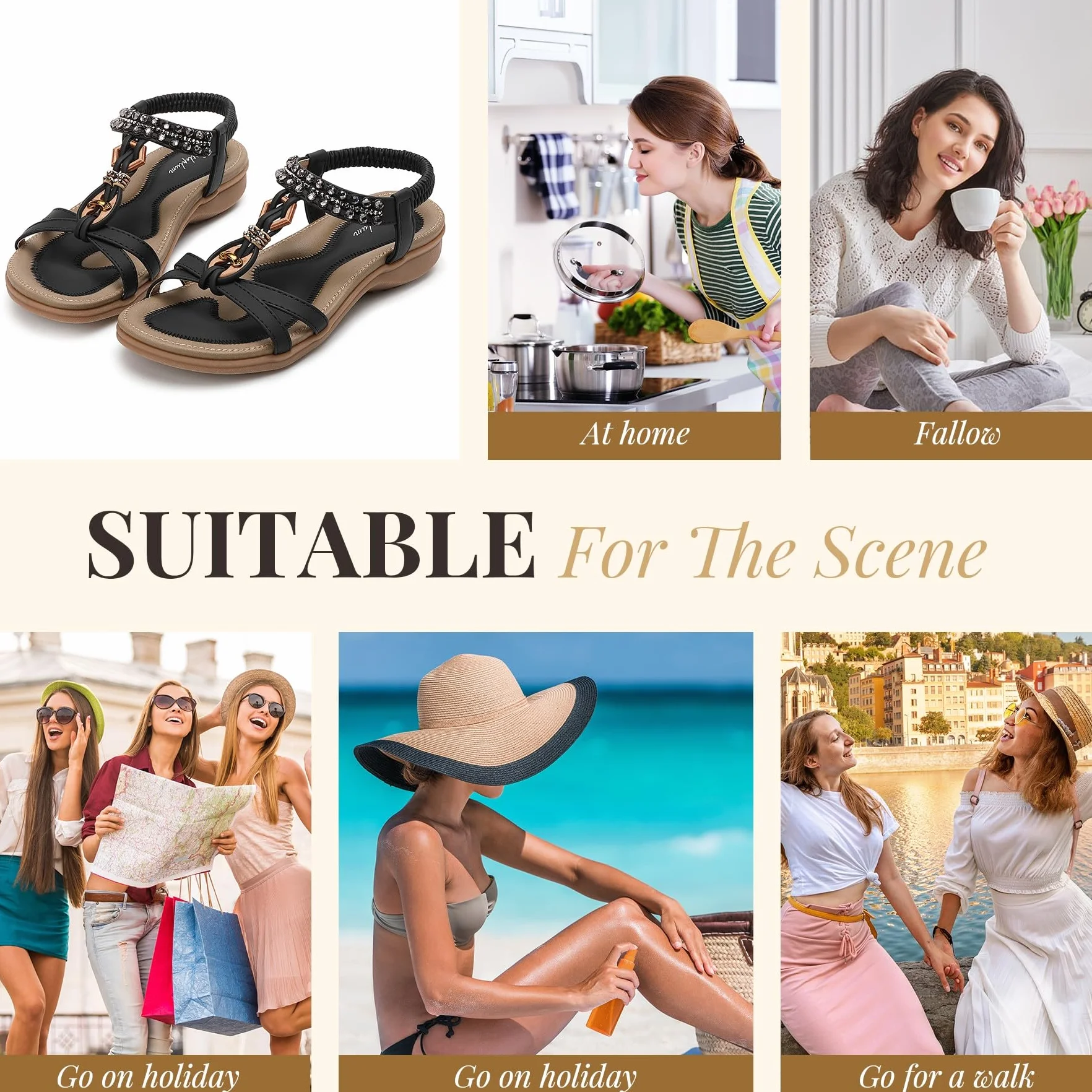 Littleplum Sandales Plates Femme Confortables Chaussures de Plage