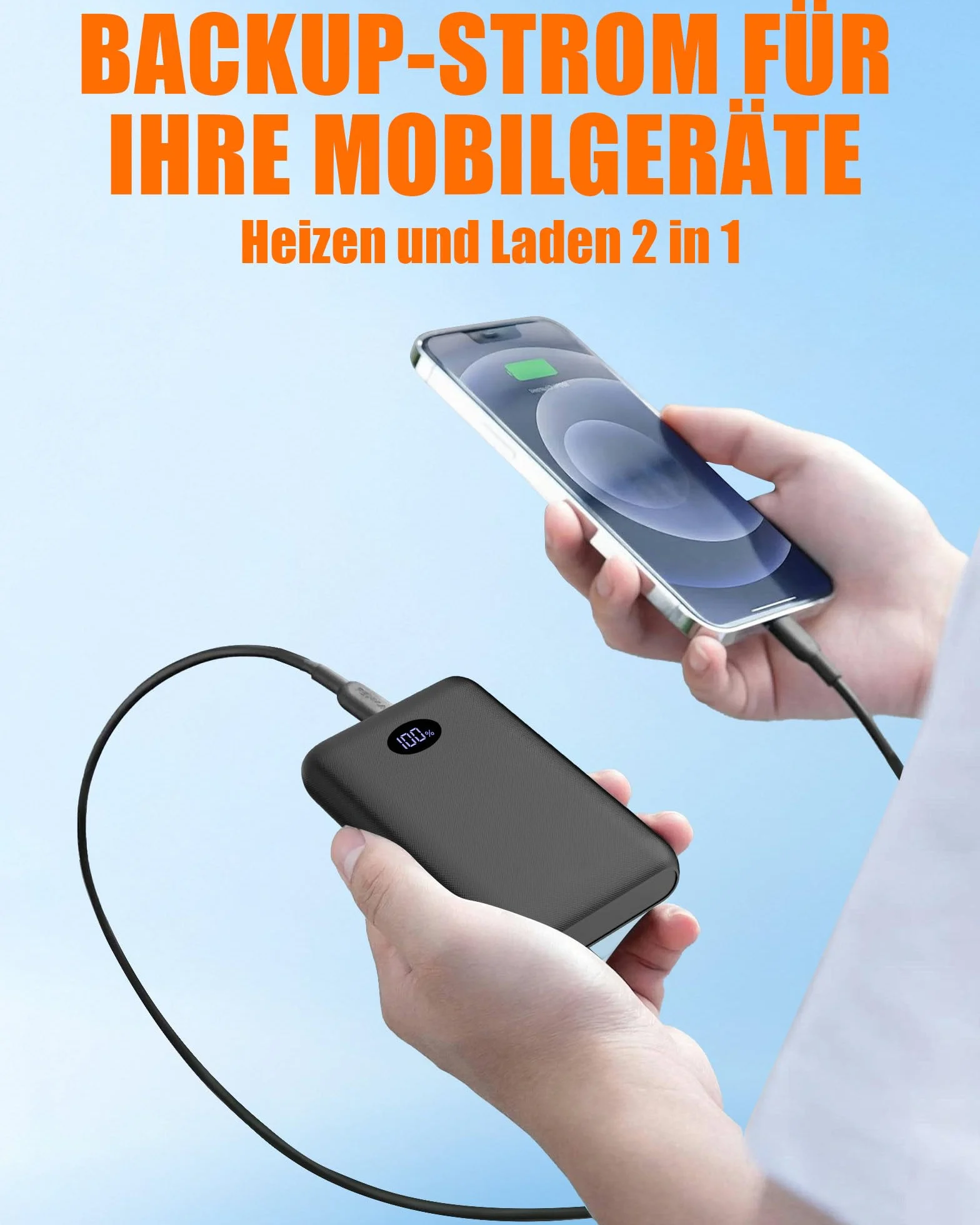 Batterie externe 7,4 V 10 000 mAh pour vêtements chauffants rechargeable 5 V 3 A