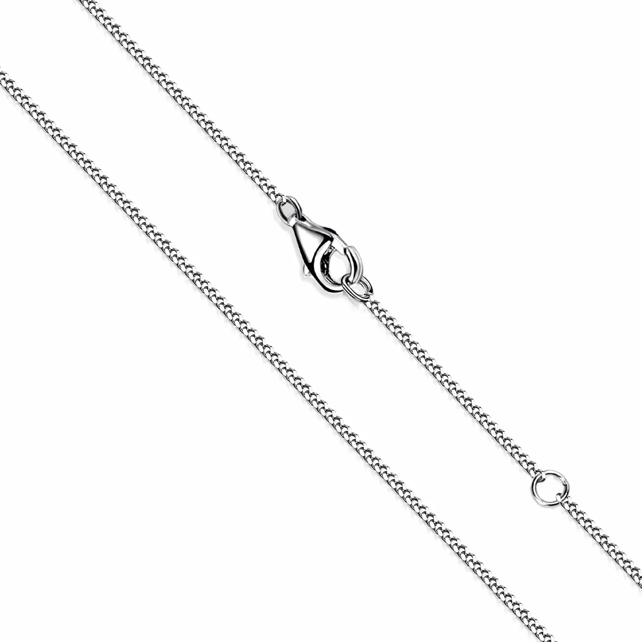 OSTAN Collier chaîne en argent pour femmes 1,4 mm plaqué or blanc