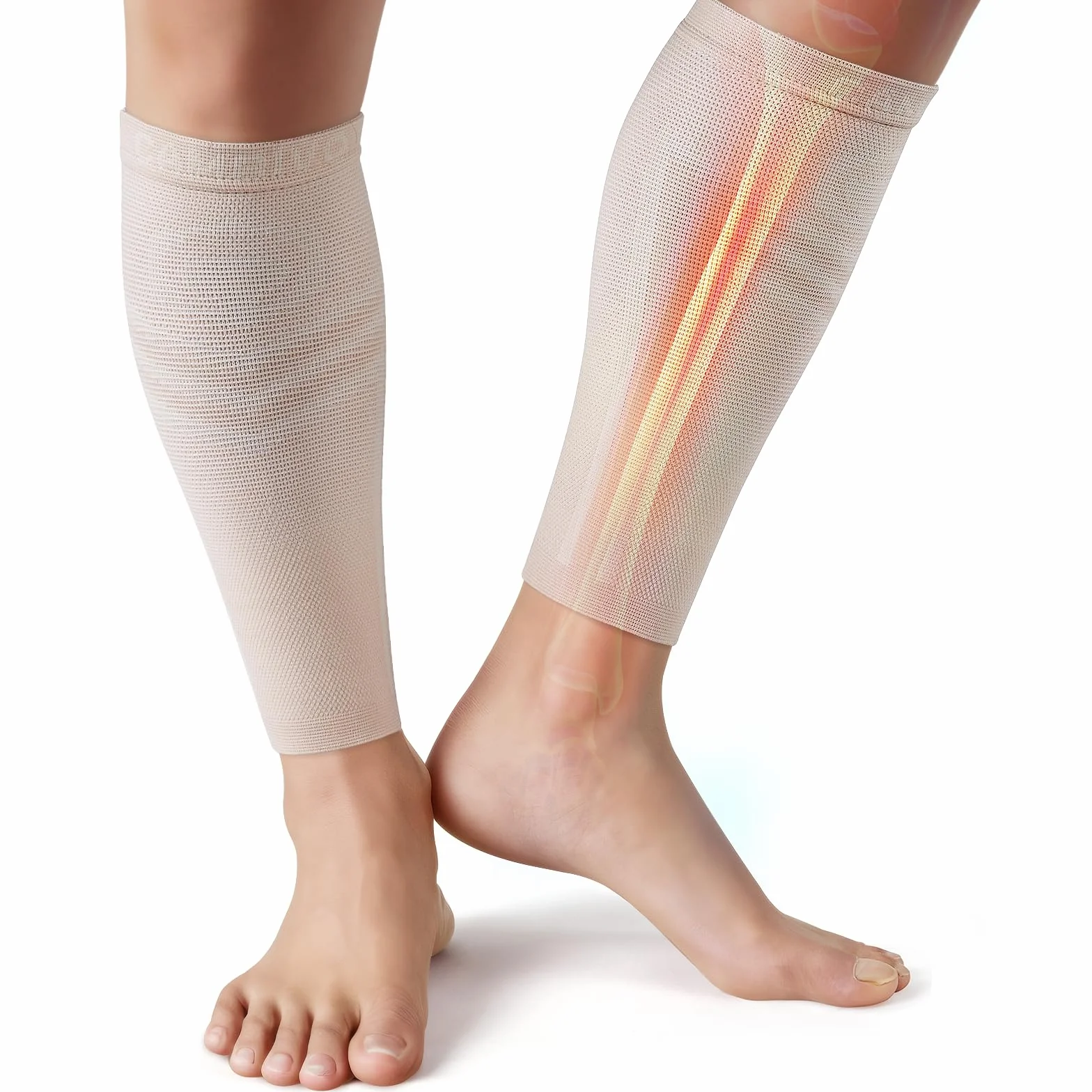 CAMBIVO Bas de Contention Femme Homme, Chaussettes de Compression sans Pied, Manchon Mollet x2